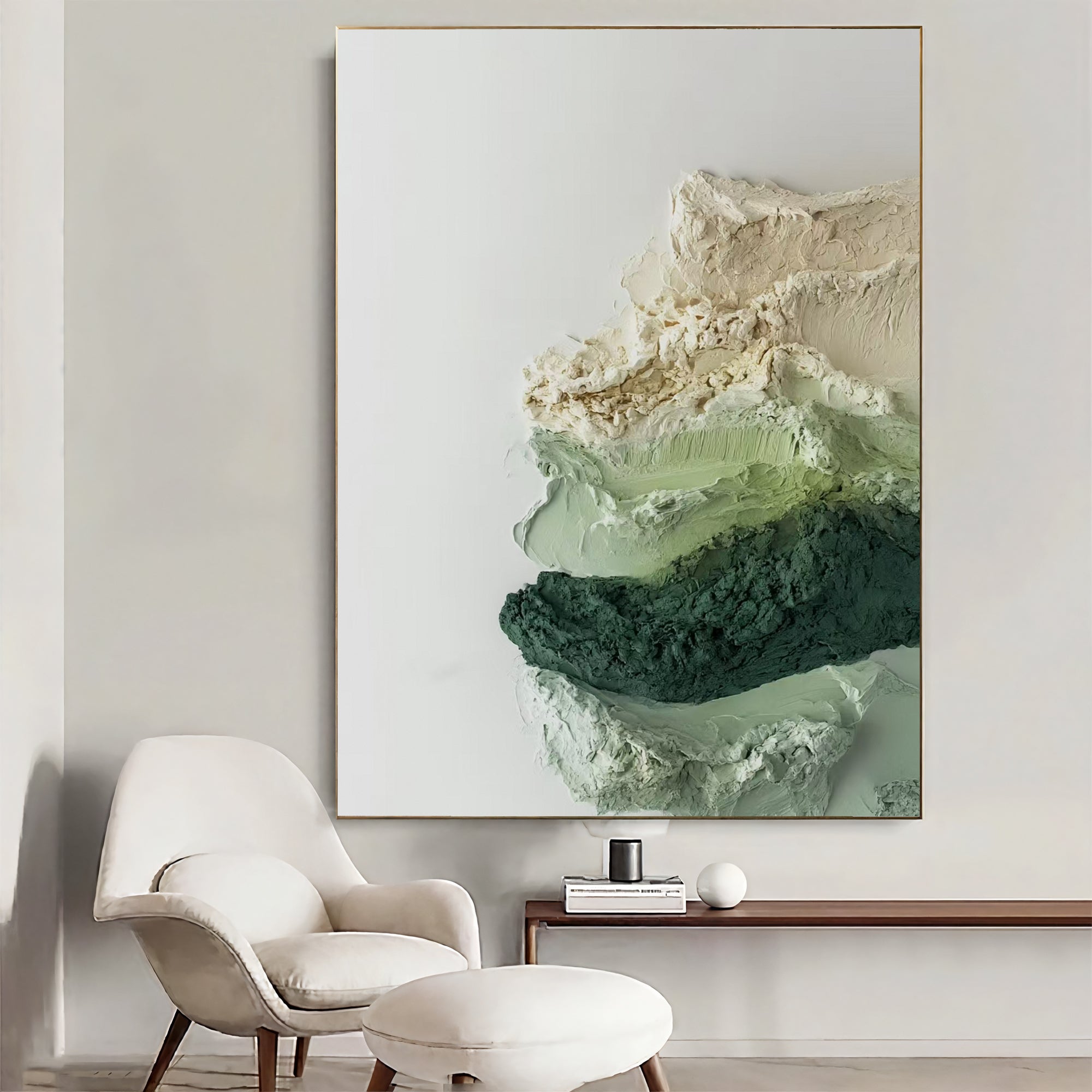 Textured Verdant Gradients | Ivory Crescents