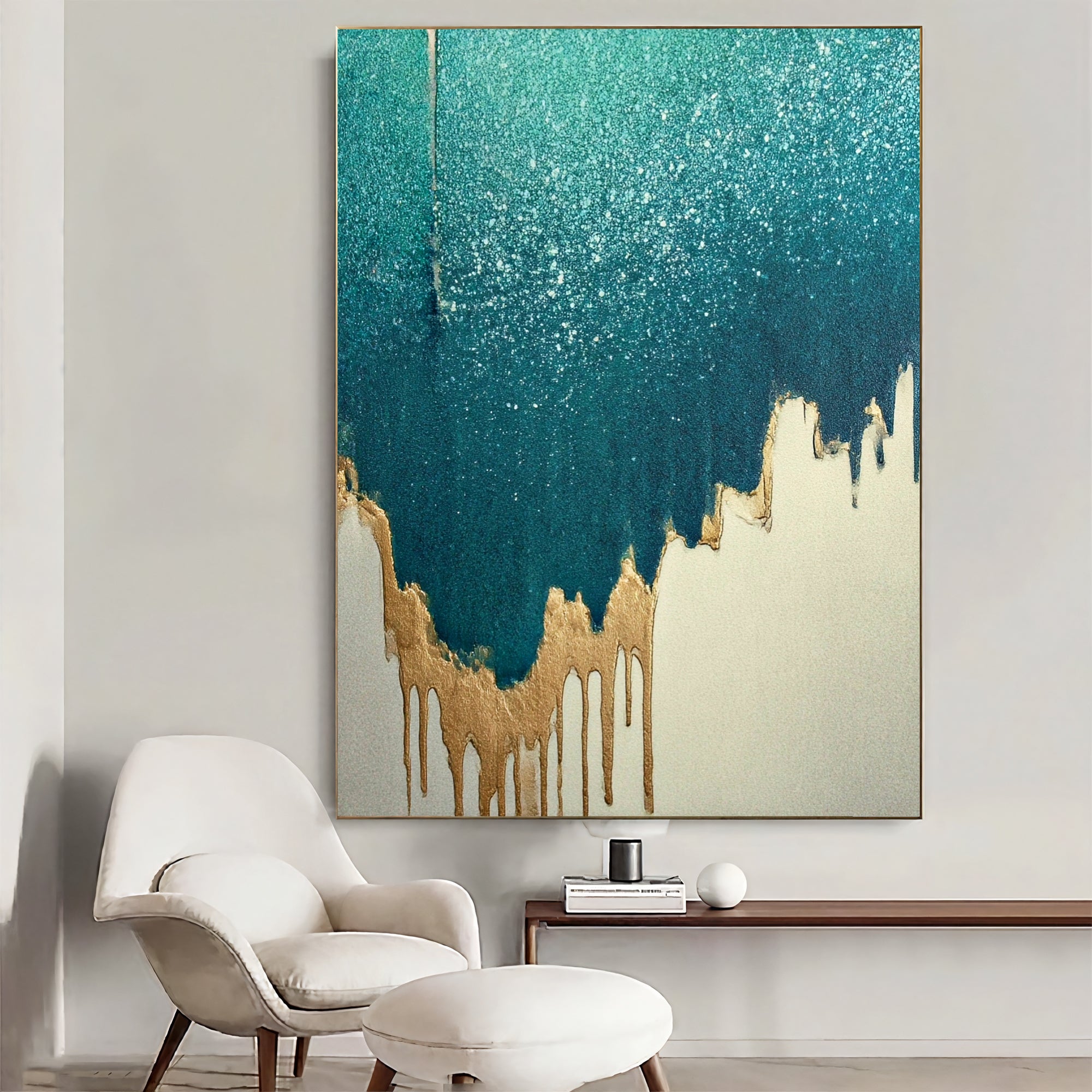 Textured Turquoise Splendor | Gilded Drips