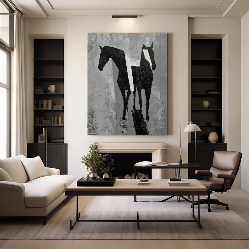 Textured Equine Geometry | Black White