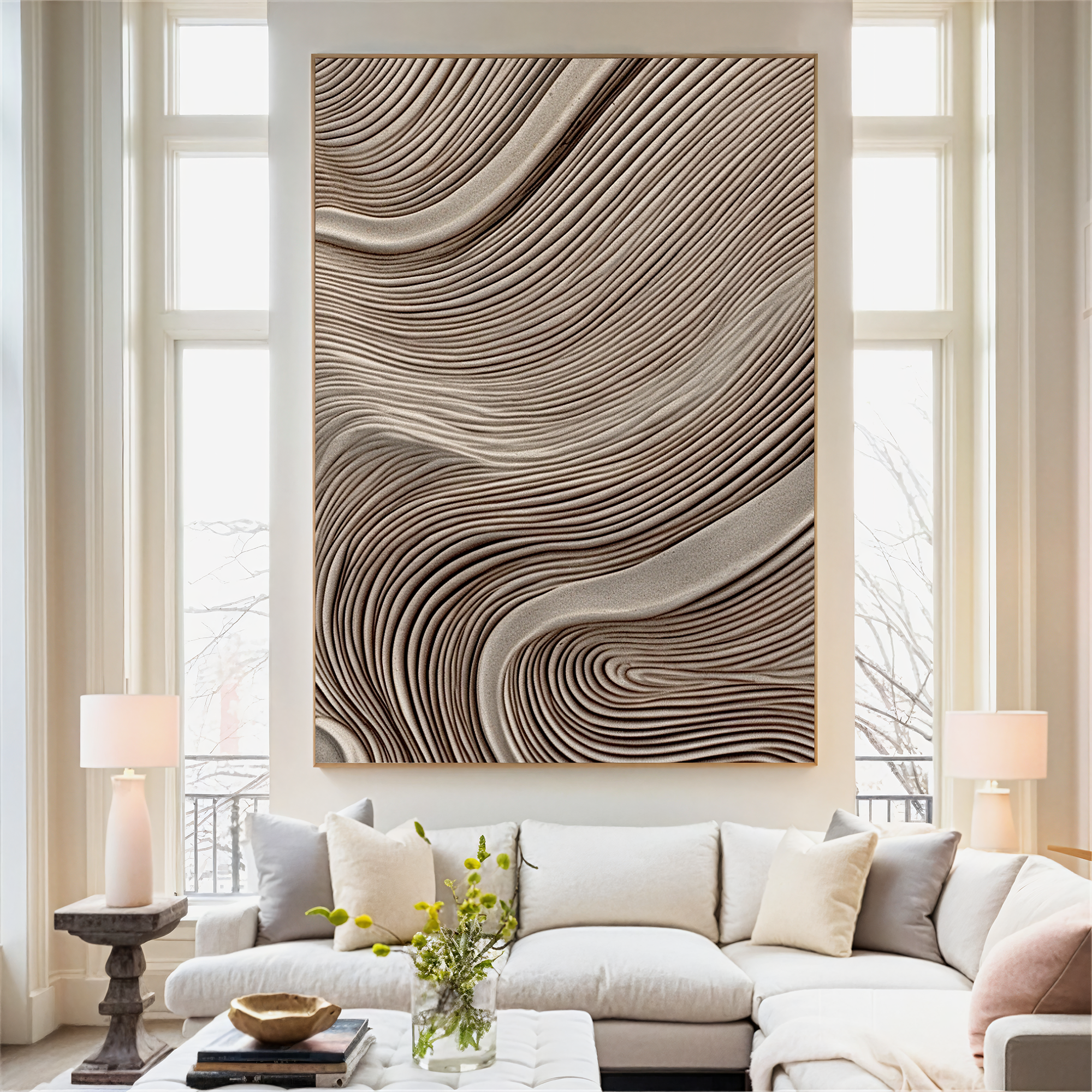 Textured Wave Sophistication | Beige Grey