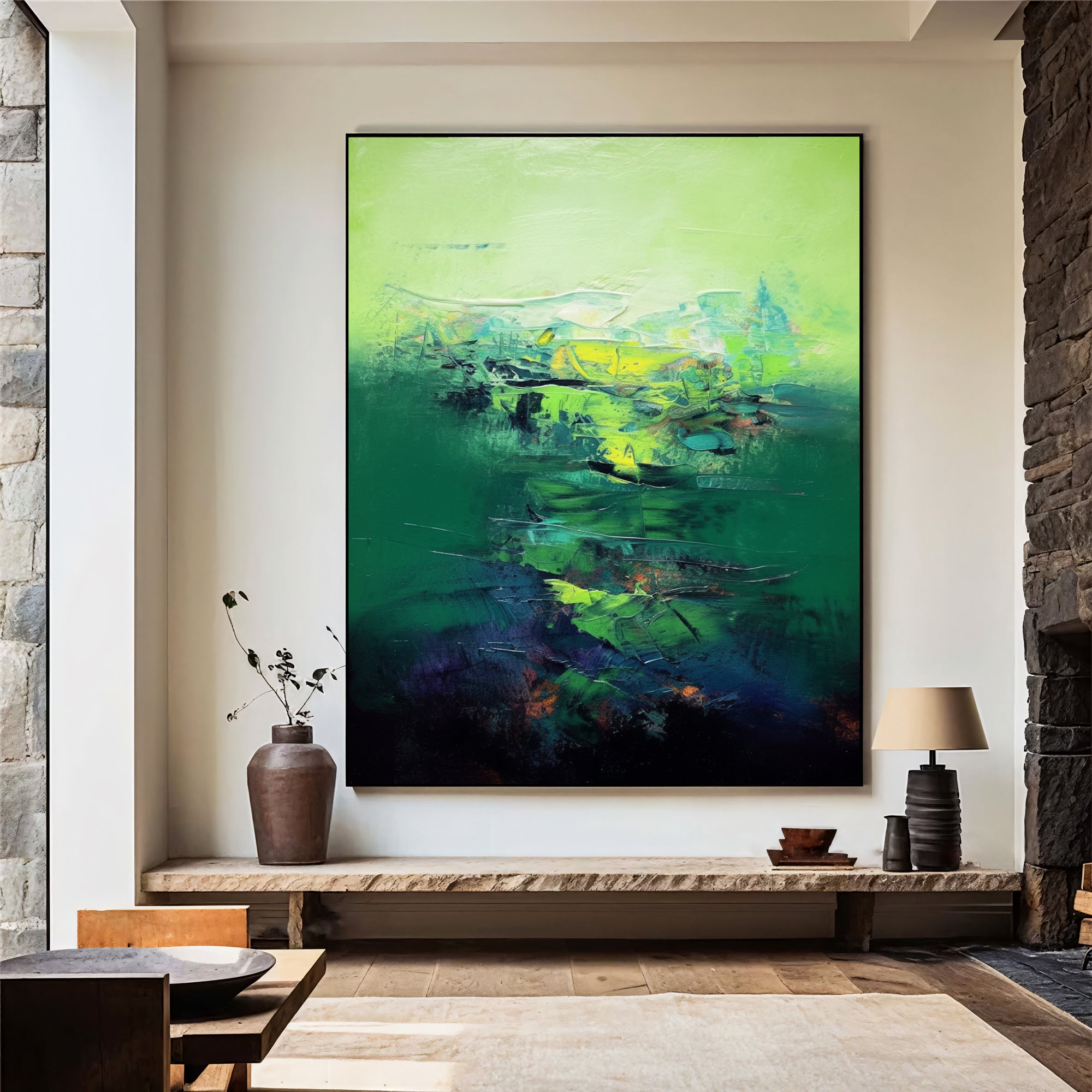 Textured Emerald Opulence | Green Yellow