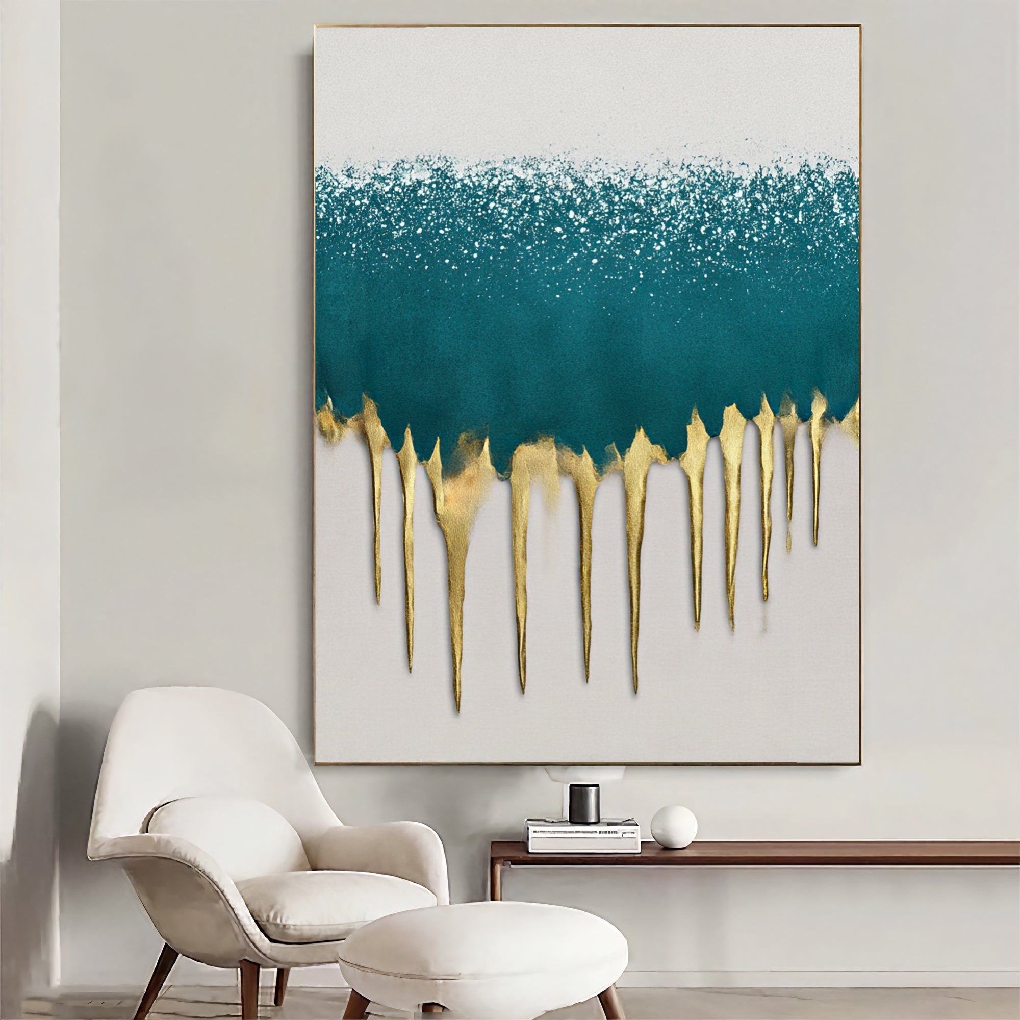 Textured Turquoise Glow | Gilded Drips