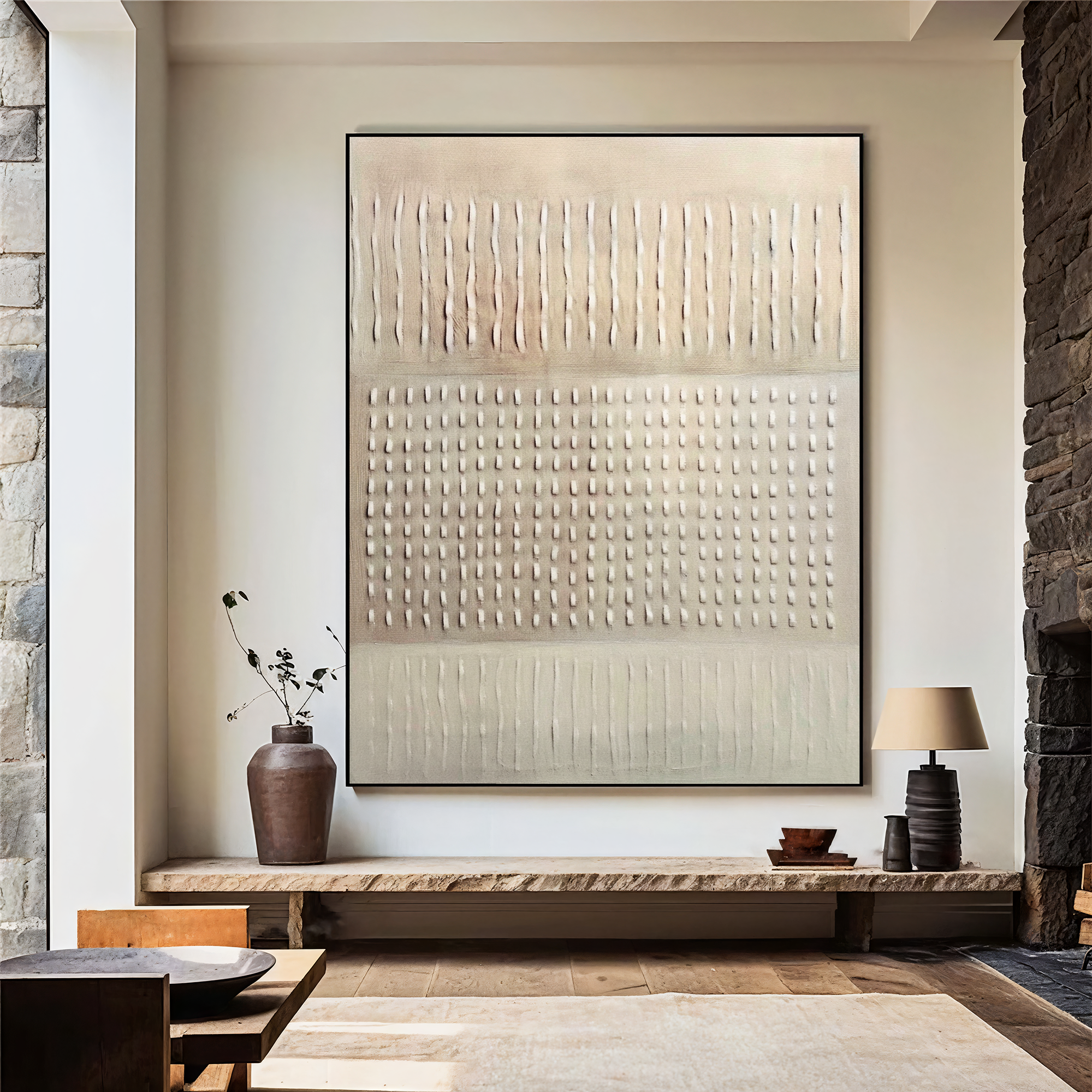 Textured Grid Elegance | Beige Rhythm