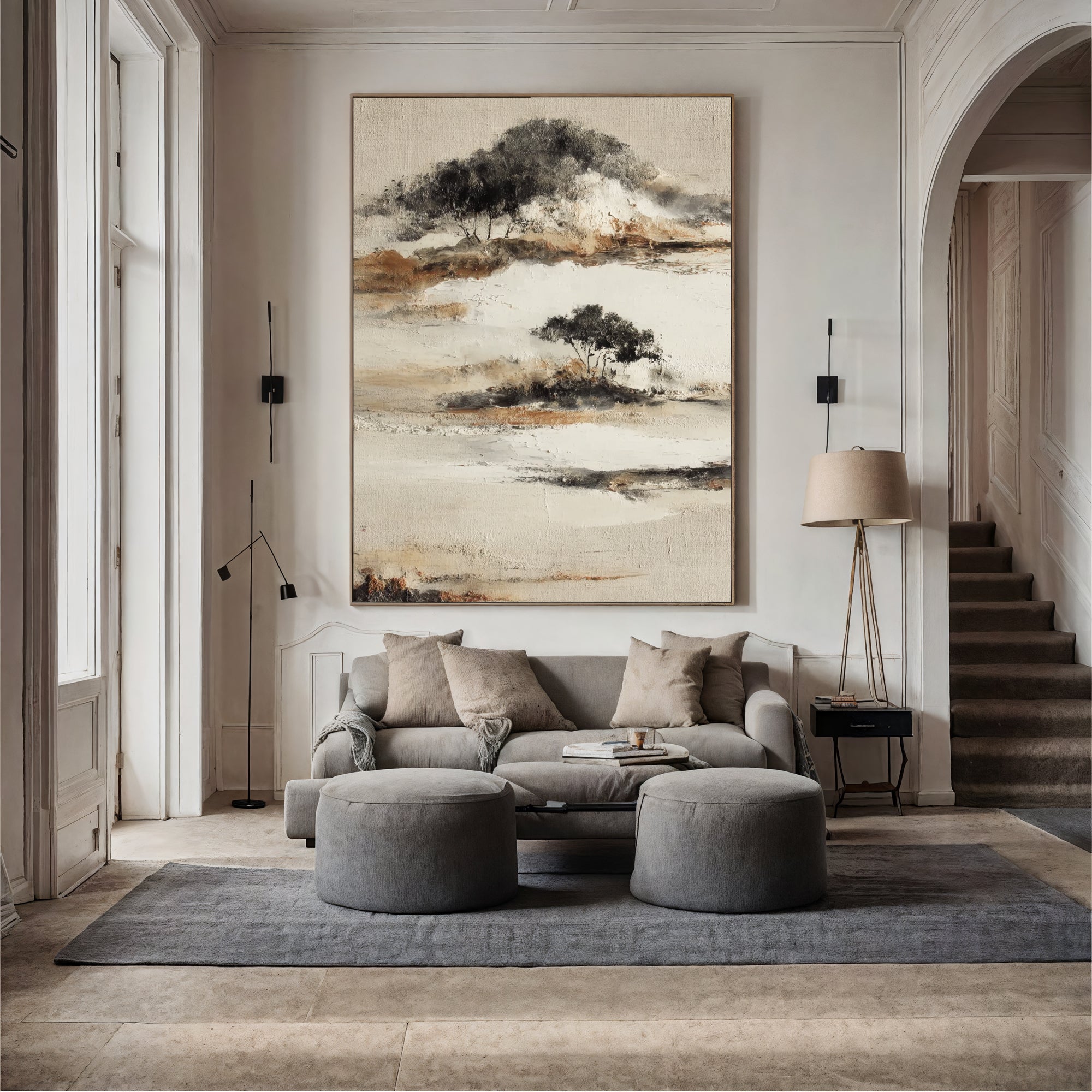Textured Serene Landscape | Black Beige