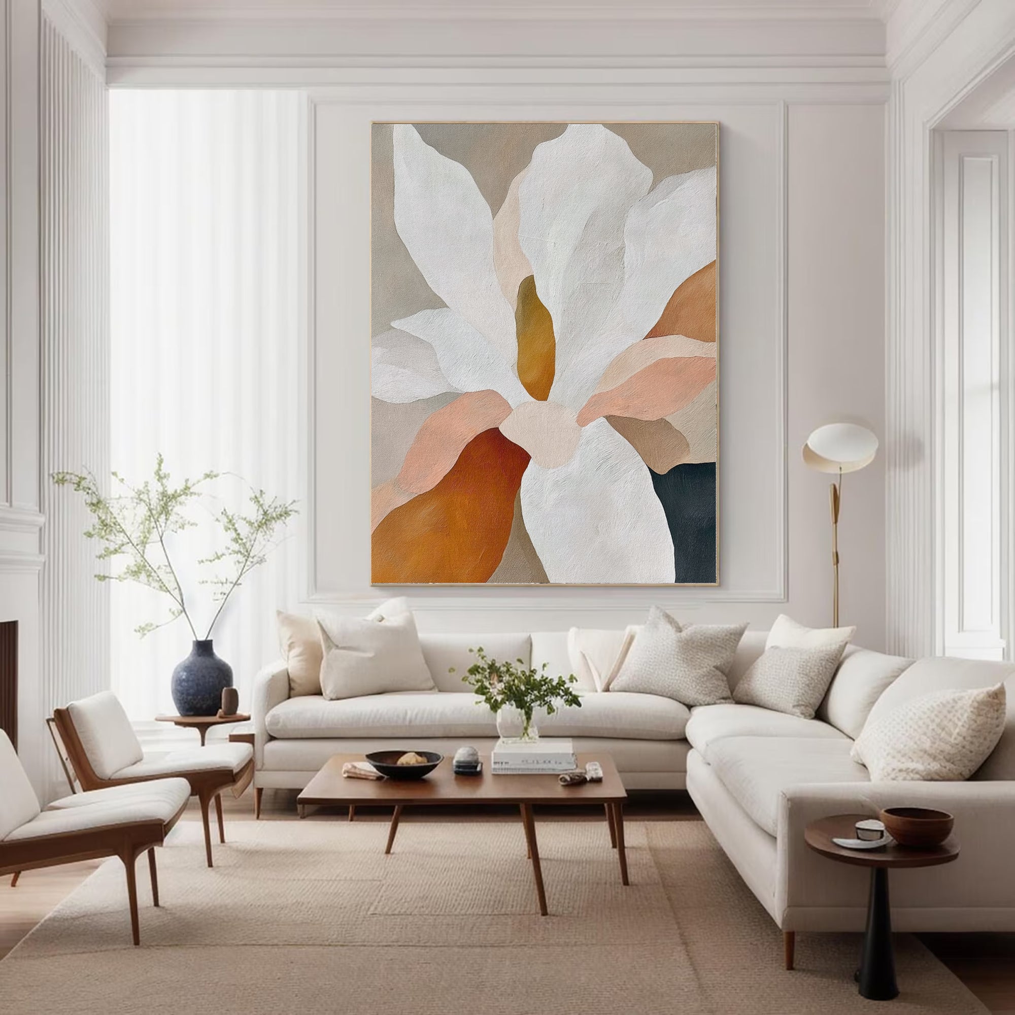 Textured Floral Elegance | Cream Petals