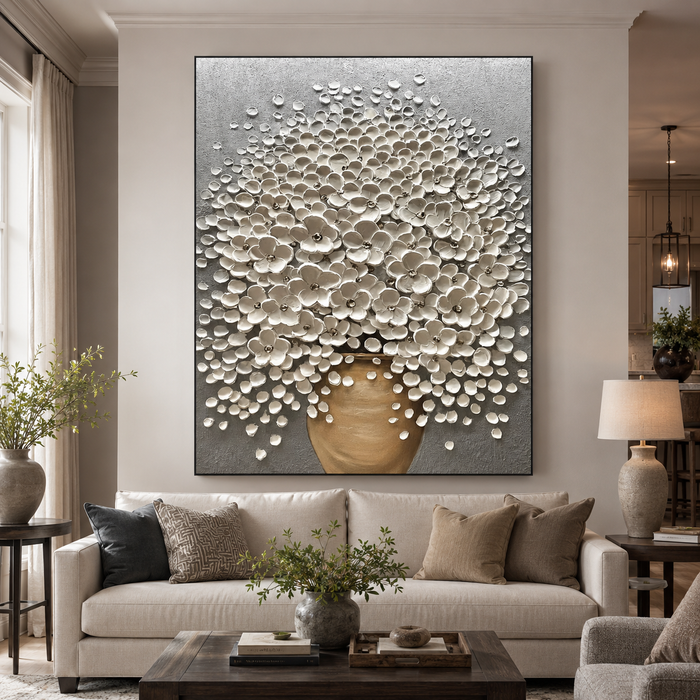 Textured & Impasto Art|Vase Petal Drift