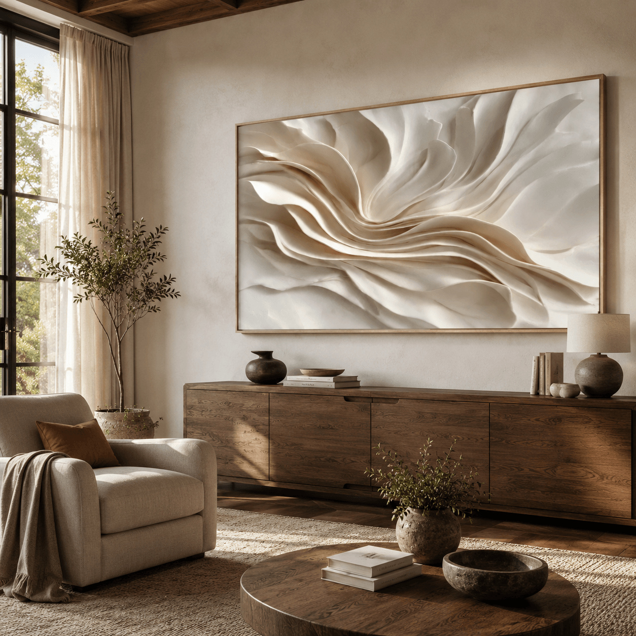 Textured Fluid Petals | Ivory Cream