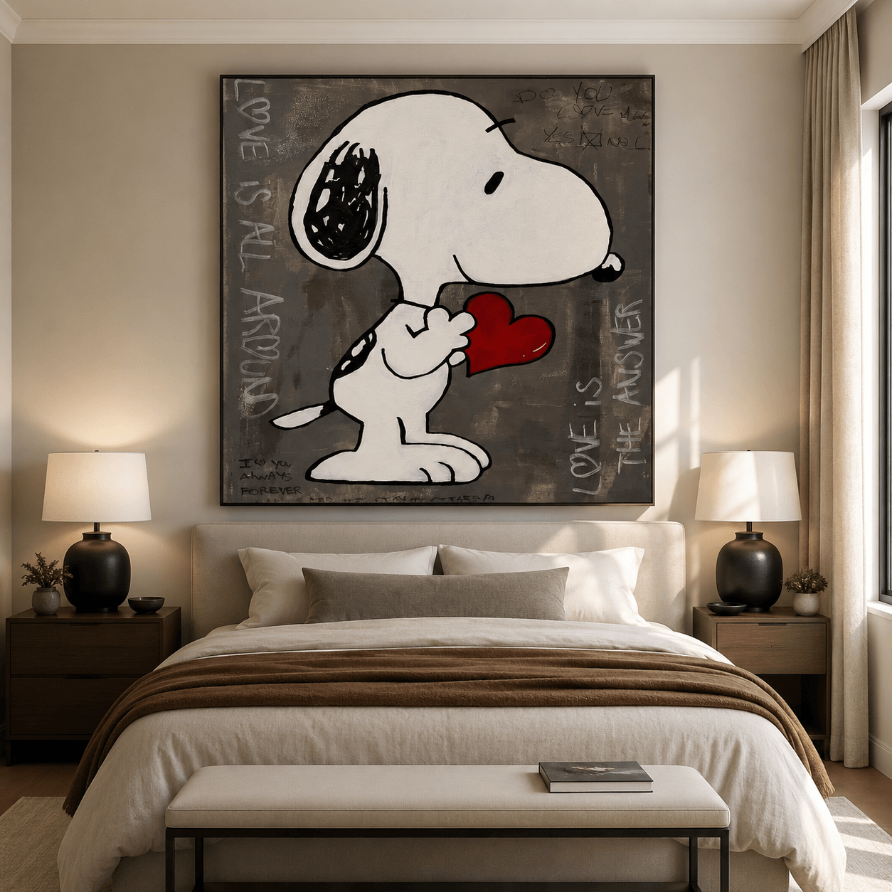Strukturierte romantische Graffiti | Snoopy Herz
