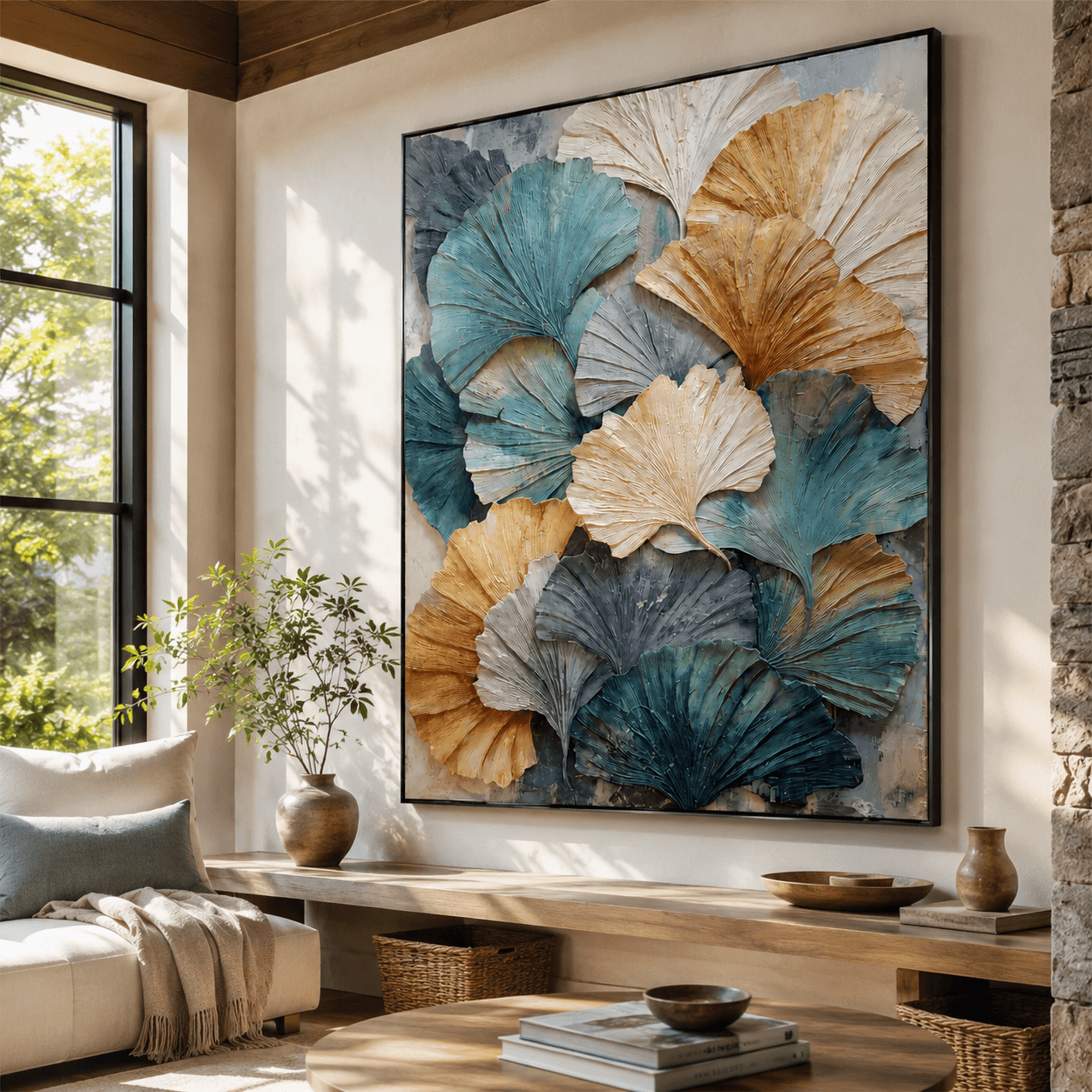 Texturierte Ginkgo-Kunst | Naturinspirierte Tiefe