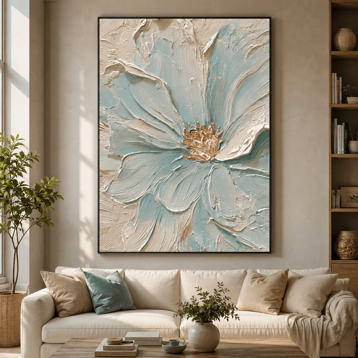 Textured Aqua Blooms | Gilded Core