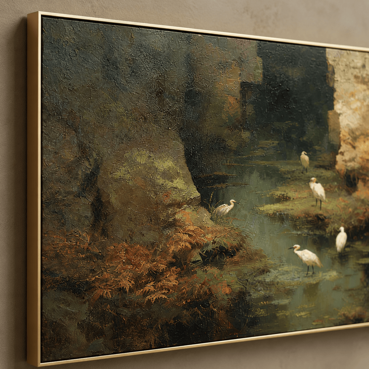 Textured Grotto Solitude | White Egrets