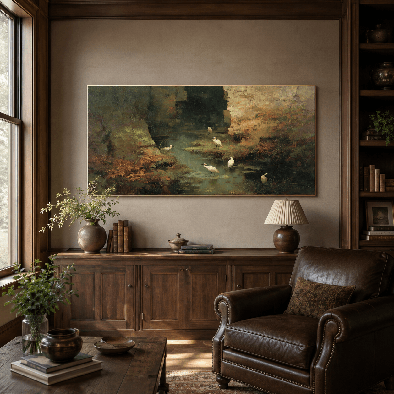 Textured Grotto Solitude | White Egrets