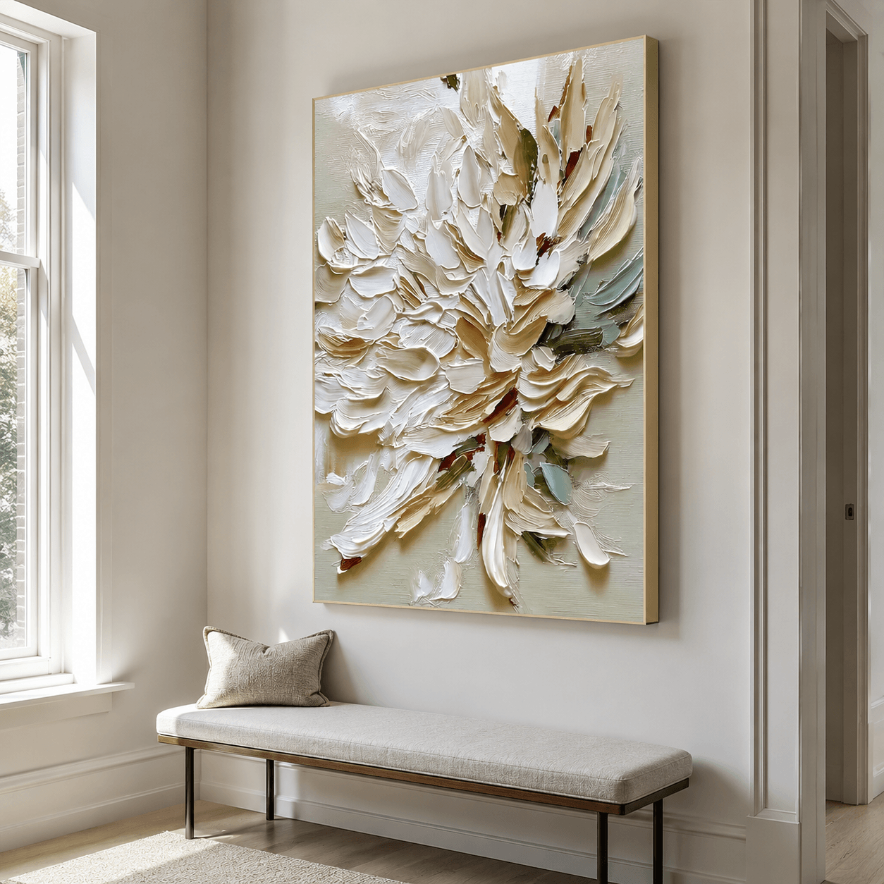 Textured Floral Elegance | Beige Blossom