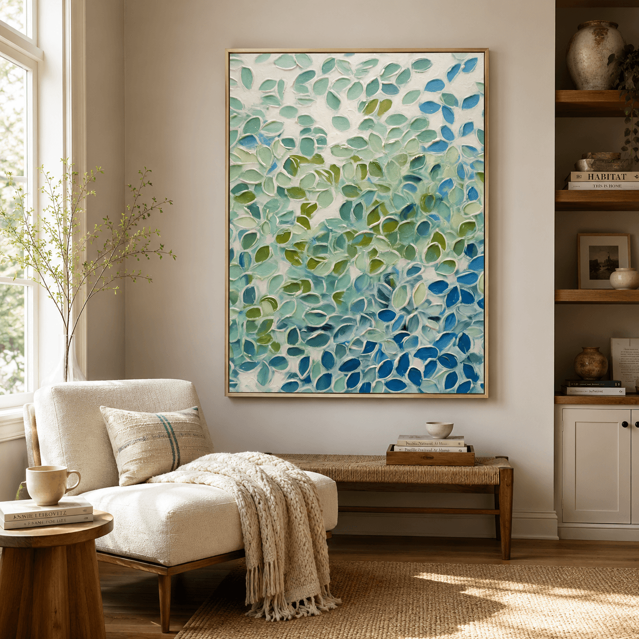 Textured Leaf Abundance | Blue Green