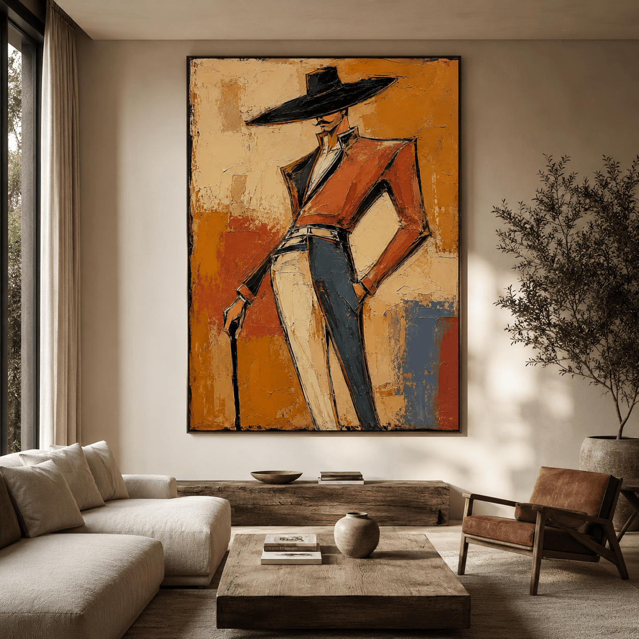 Abstract Art | Cane & Wide Hat
