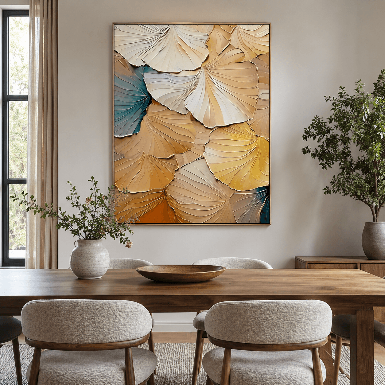 Textured Leaf Art | Warm Elegance