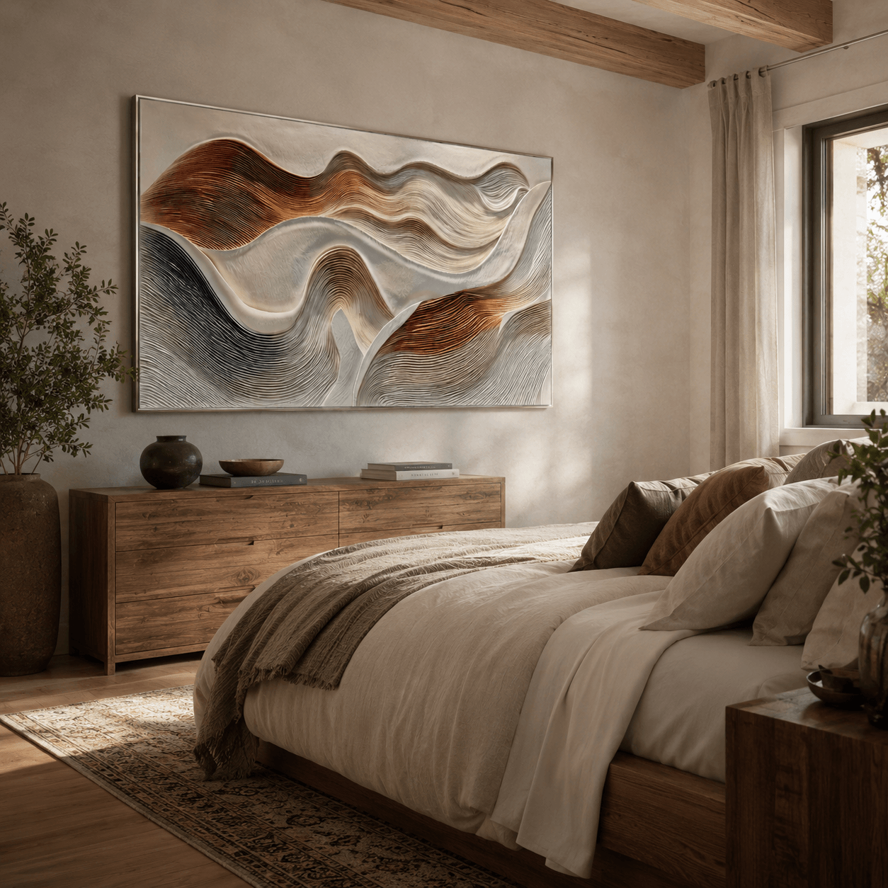Strukturierte Wellenharmonie | Beige Braun