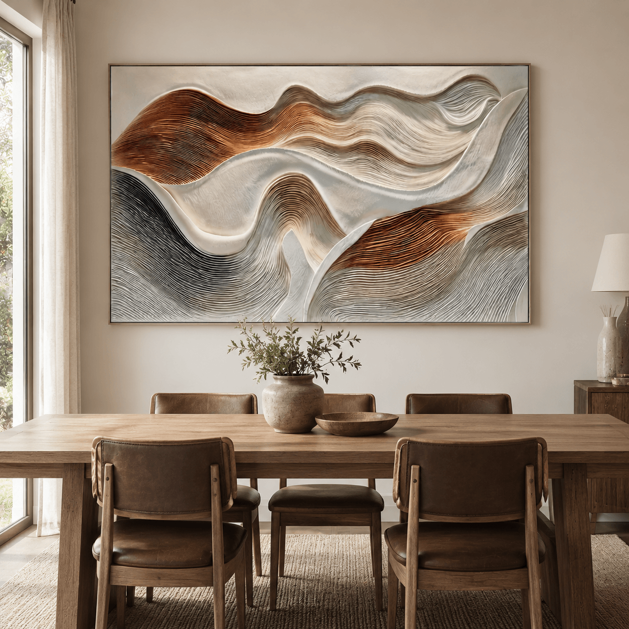Strukturierte Wellenharmonie | Beige Braun