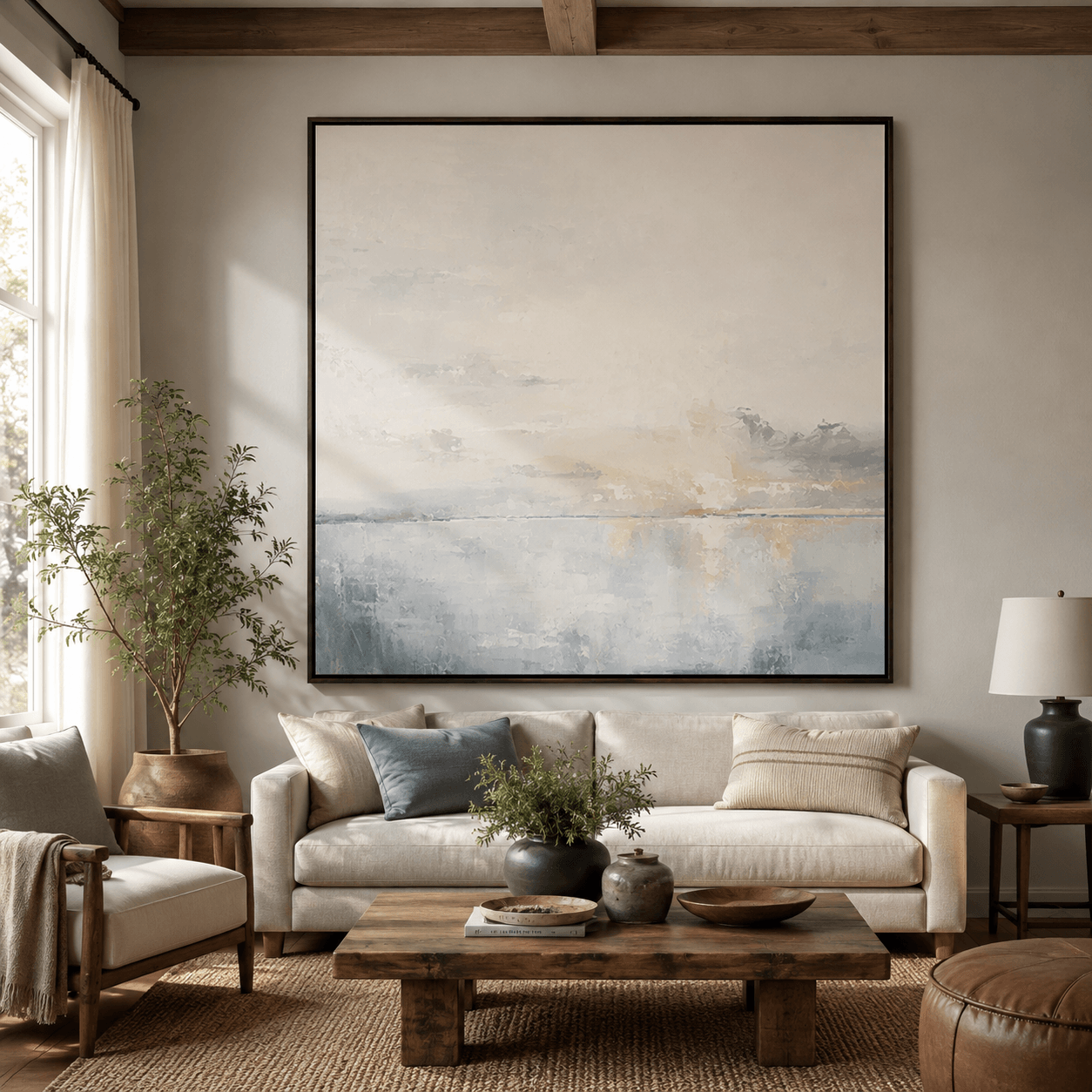 Minimalist Blue Seascape Art | Calm Sophistication