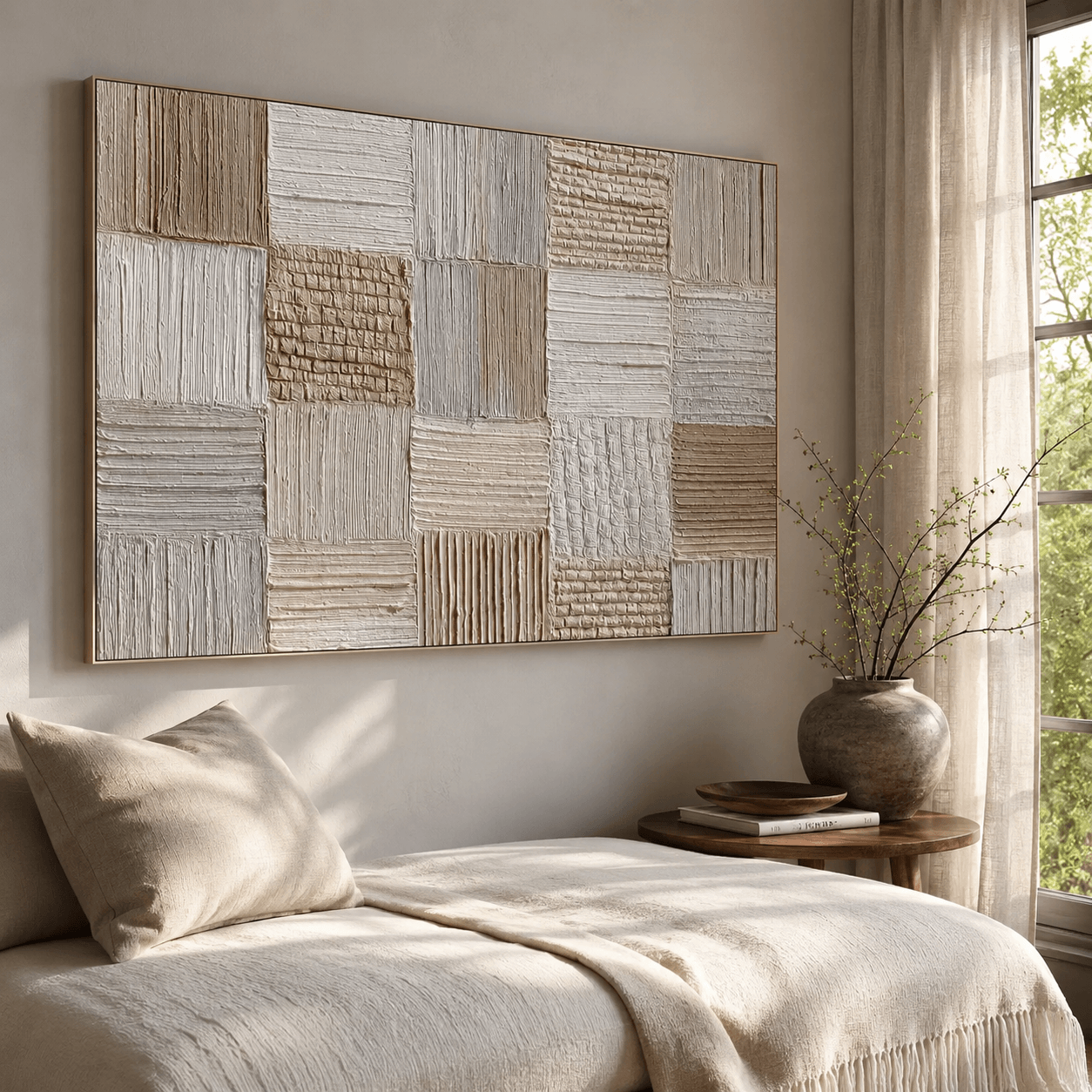 Texturiertes Patchwork-Stillleben | Neutrale Töne