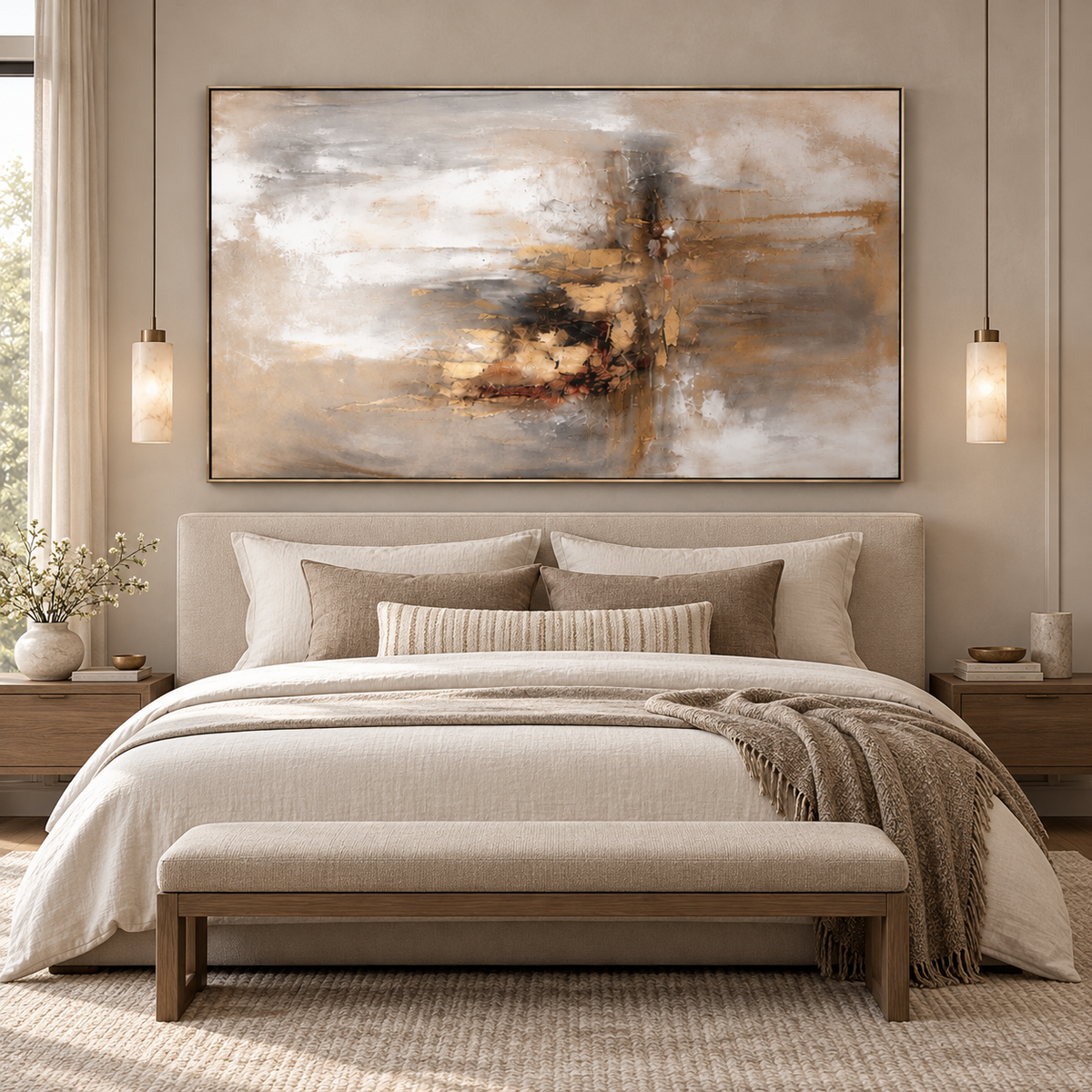 Minimalist Abstract Art|Golden Mist Passage