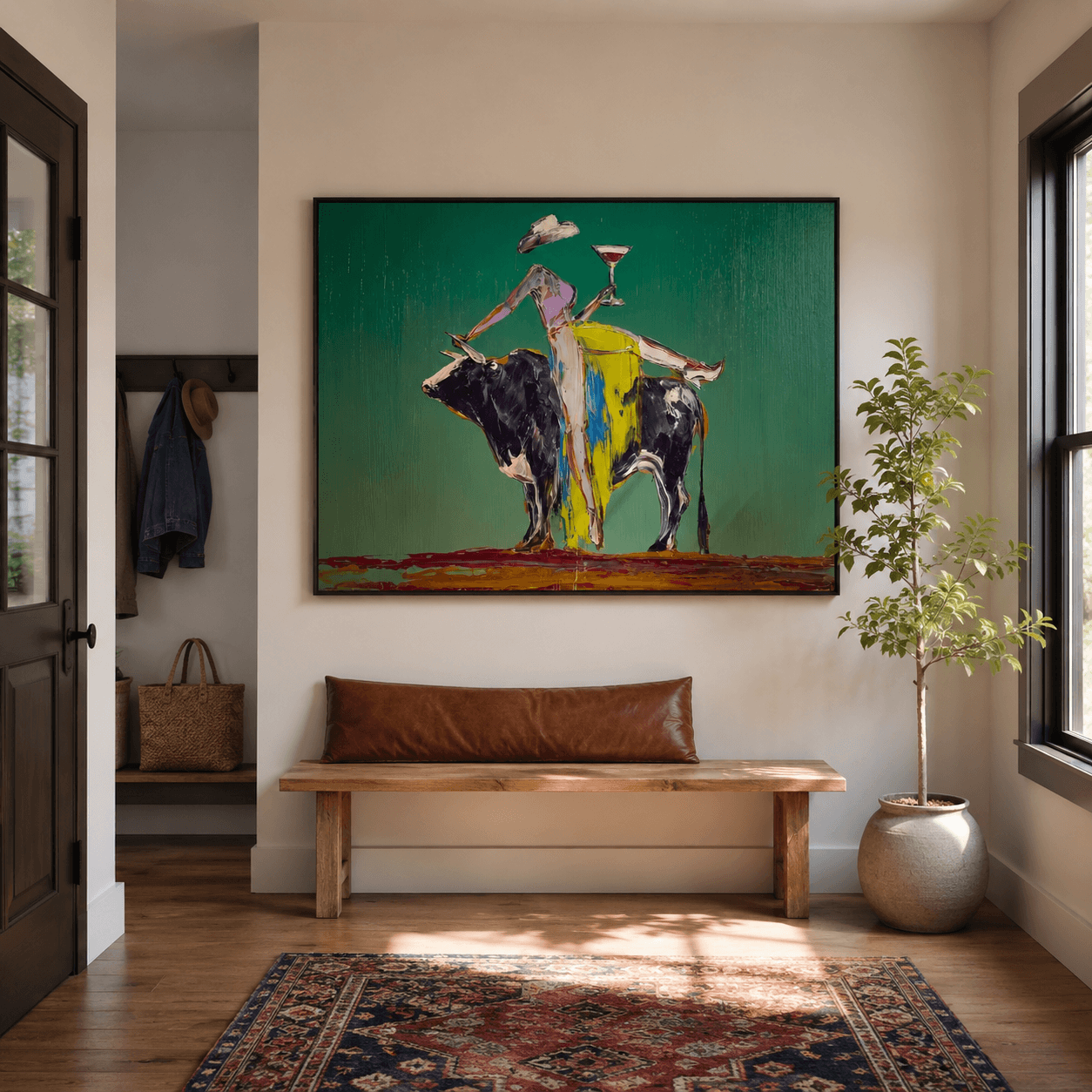 Abstract Art | Bull Wine Figure