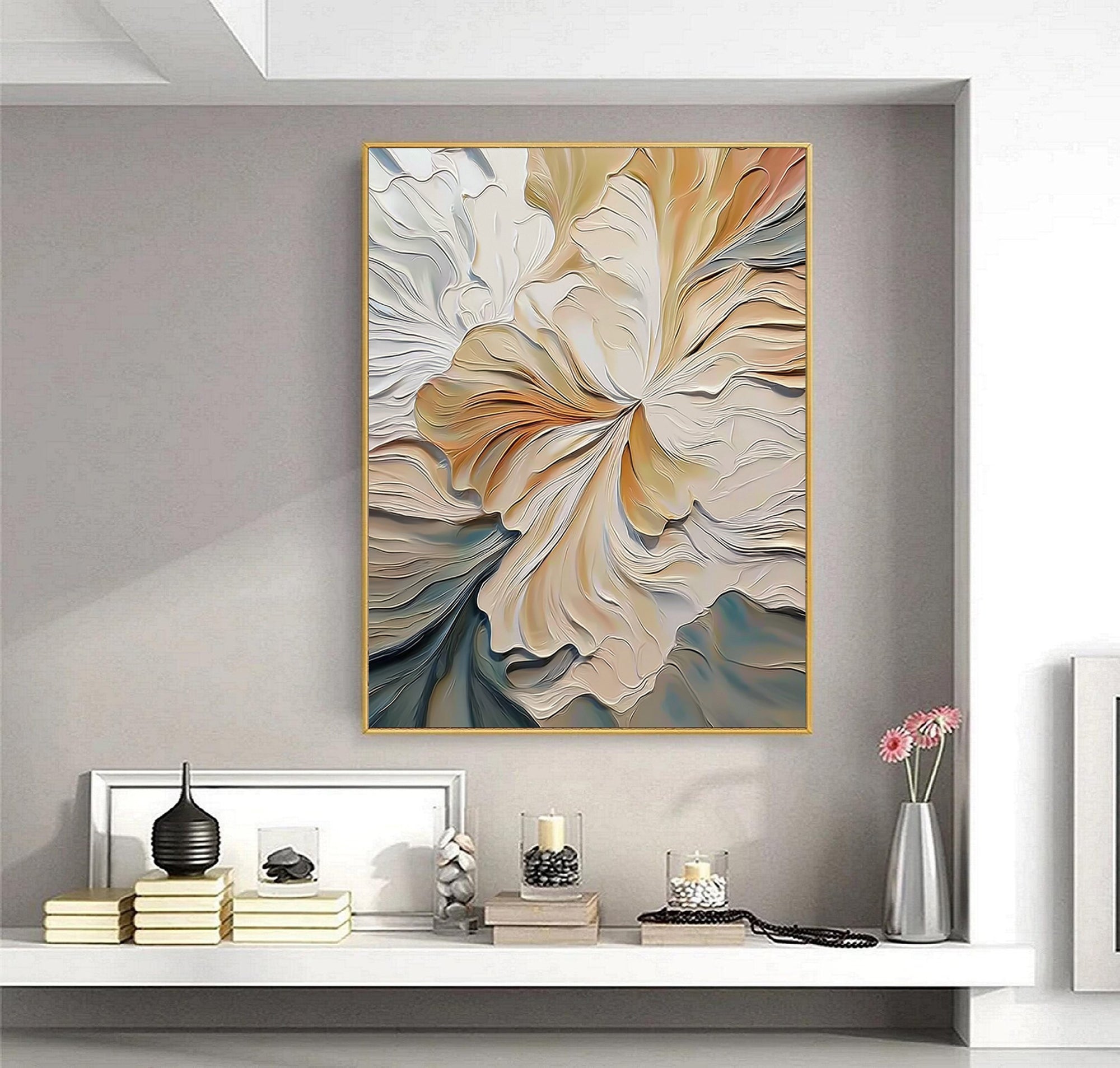 Textured Floral Luminance | Cream Petals