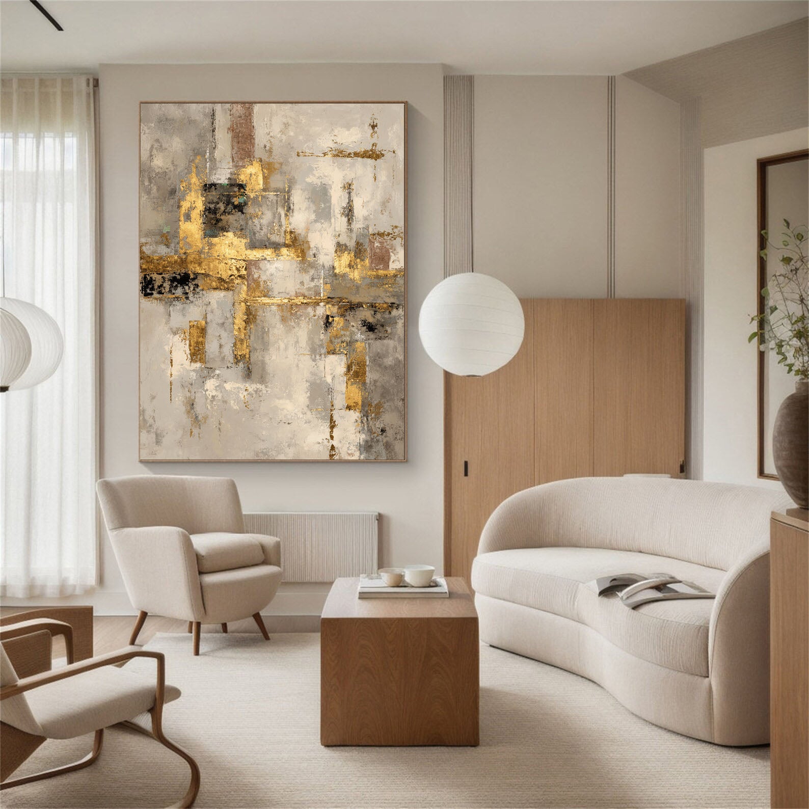 Textured Gold Accent Art | Opulent Depth