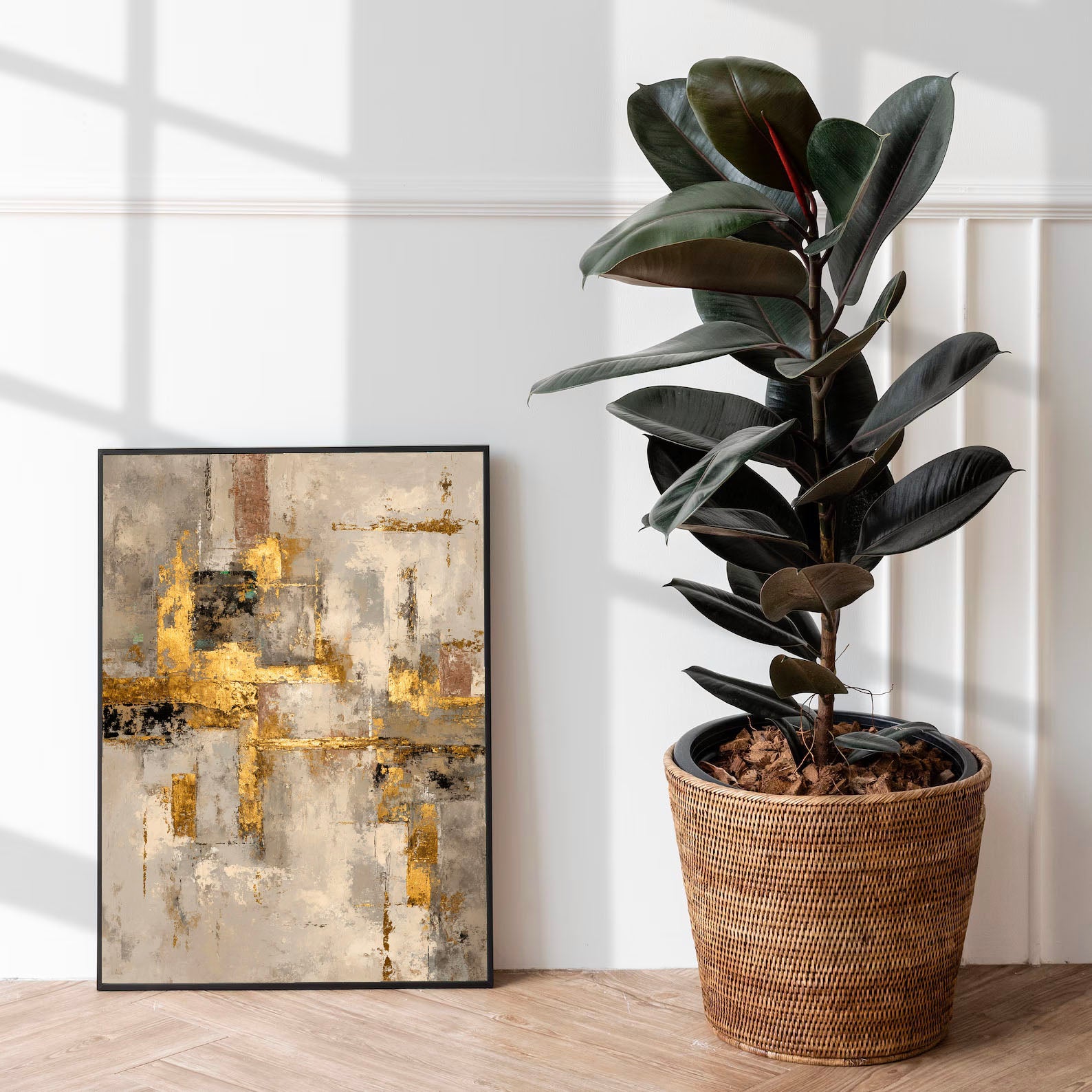 Textured Gold Accent Art | Opulent Depth