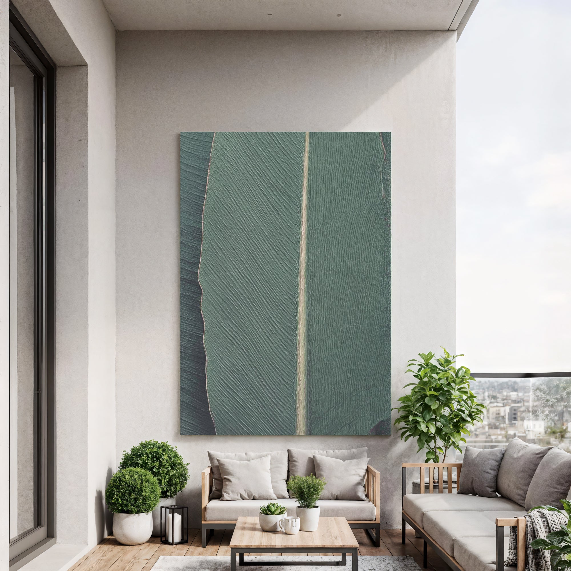 Textured Leaf Opulence | Teal Vein