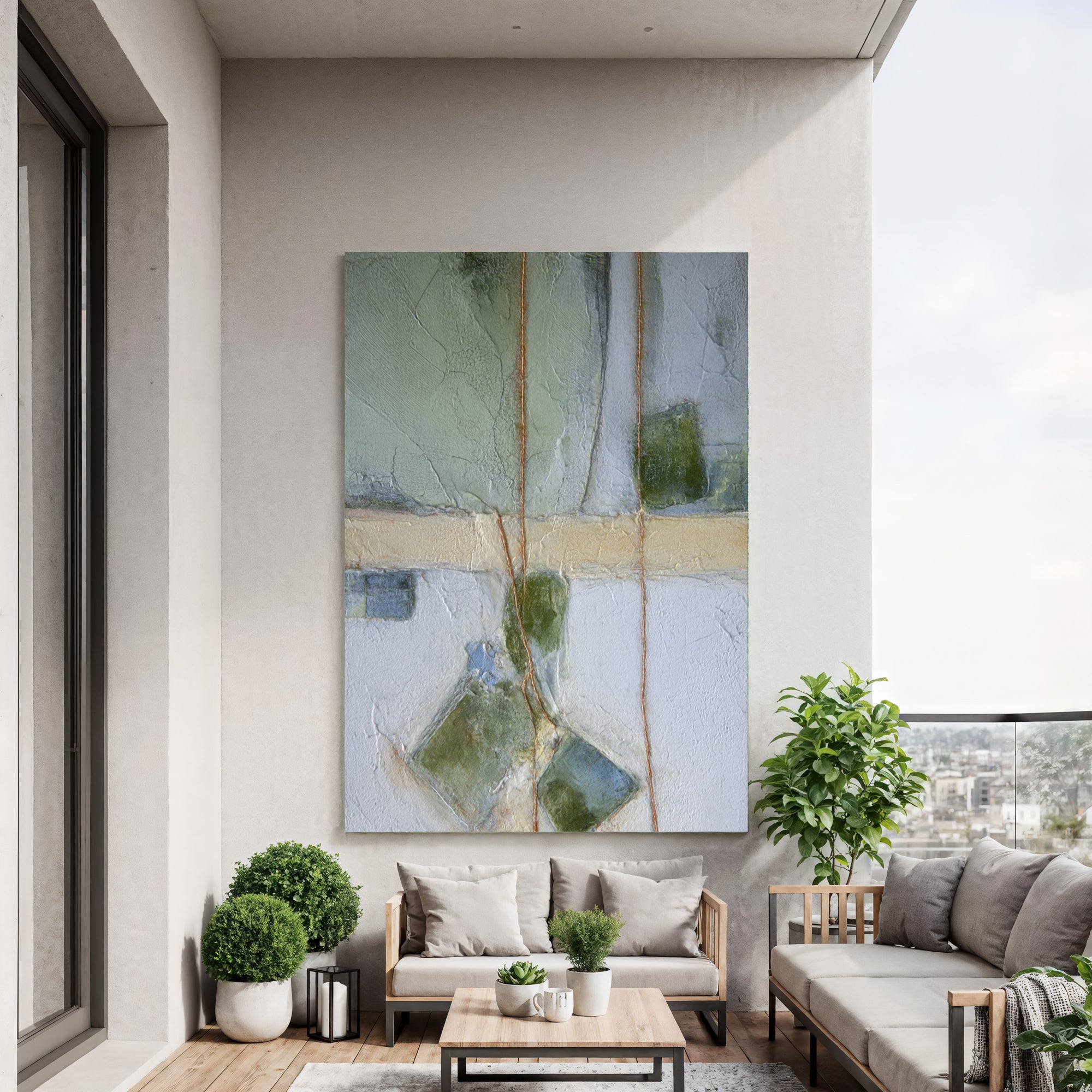 Textured Abstract Opulence | Sage Gold