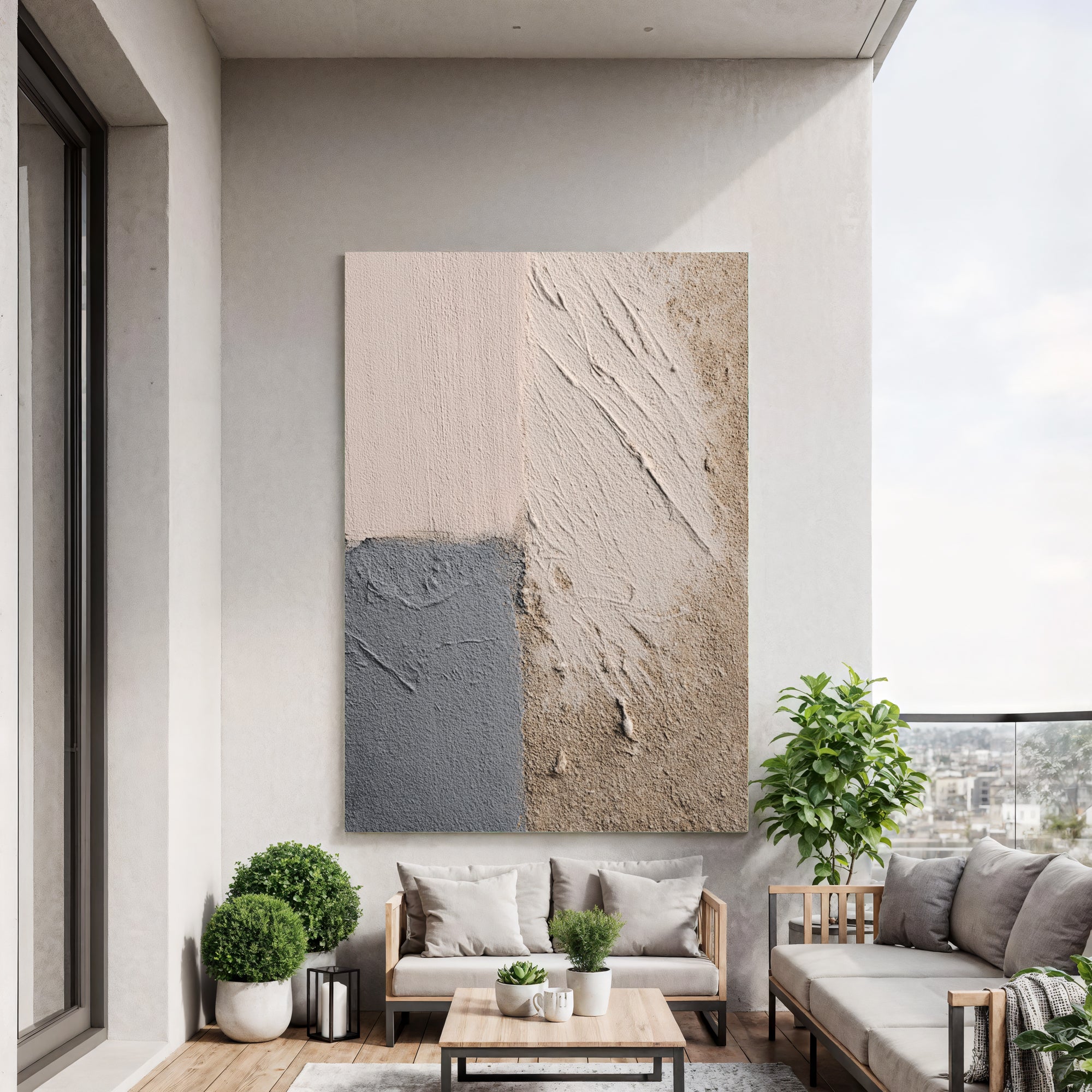 Textured Earthy Serenity | Beige Grey