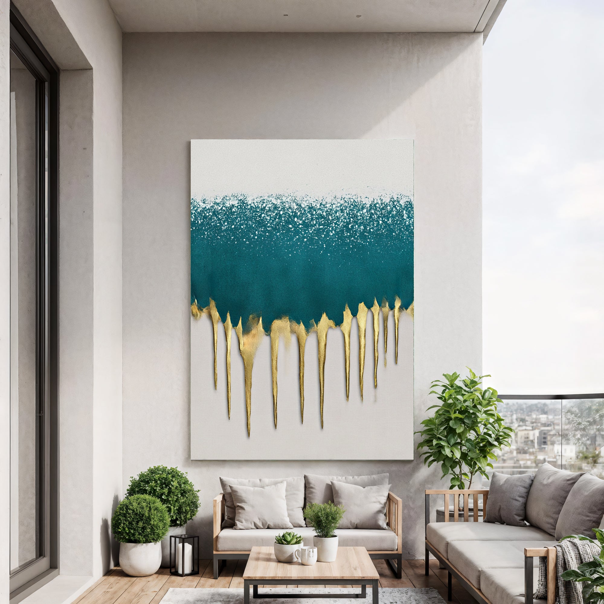 Textured Turquoise Glow | Gilded Drips