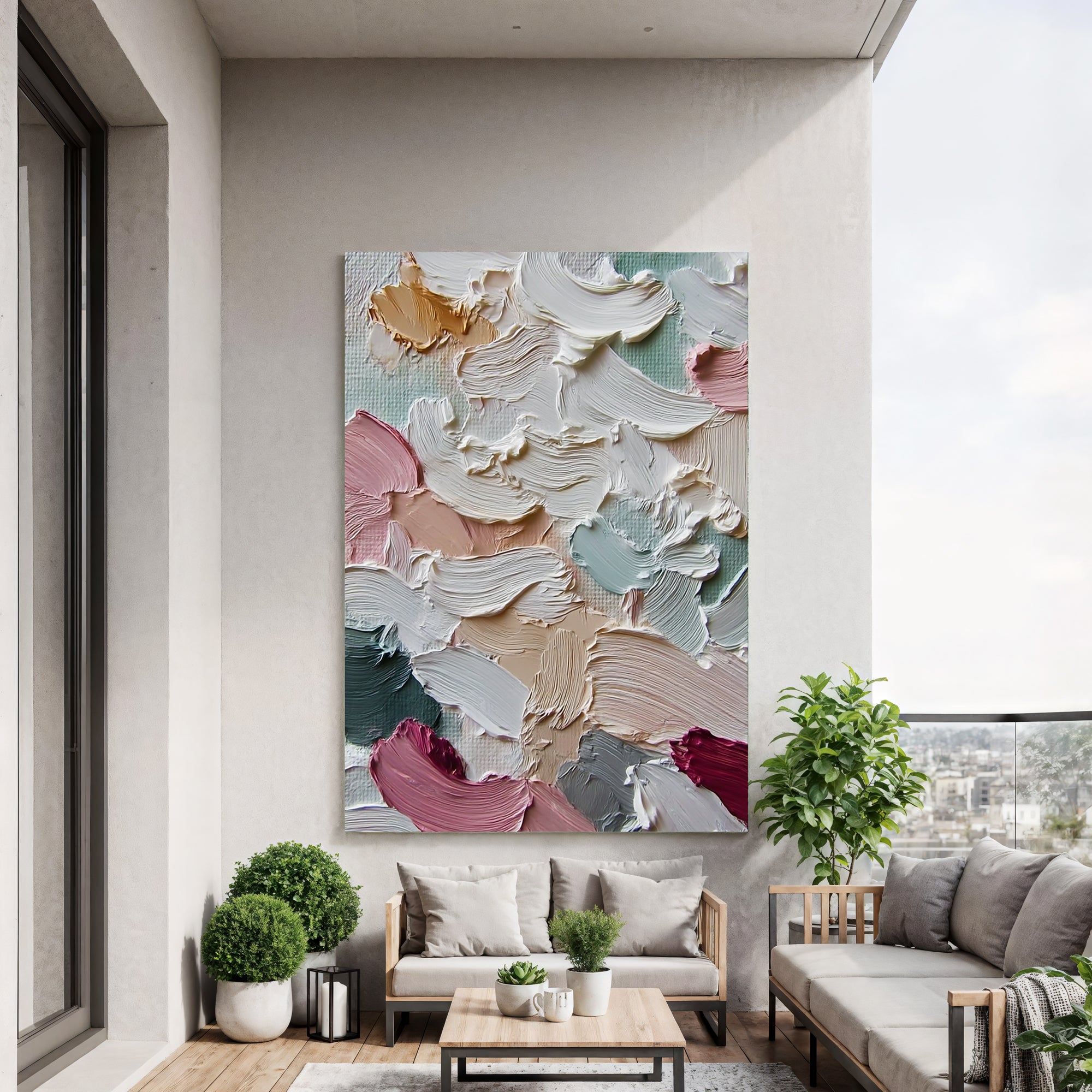 Textured Pastel Undulations | Rouge Accents