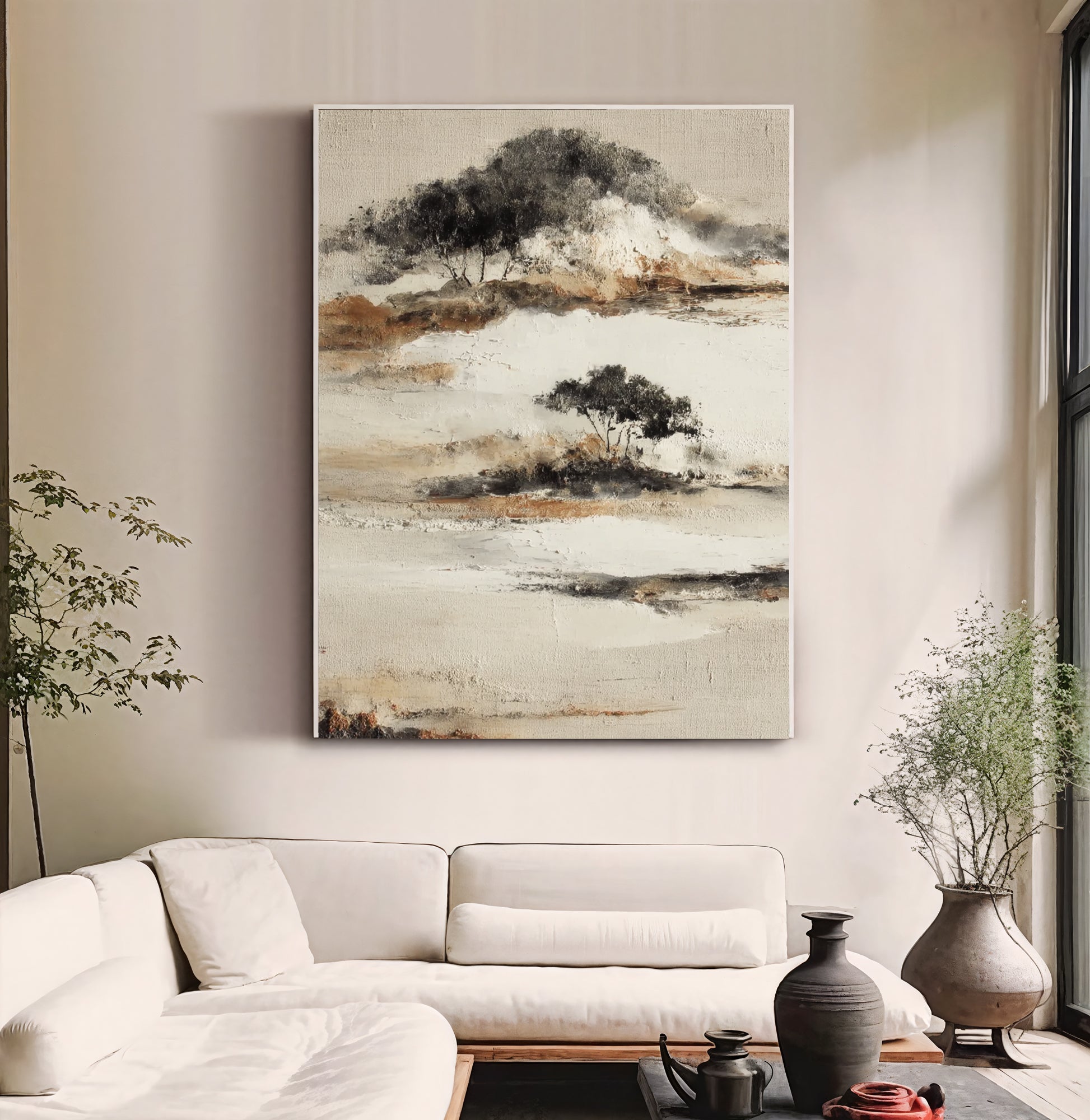 Textured Serene Landscape | Black Beige