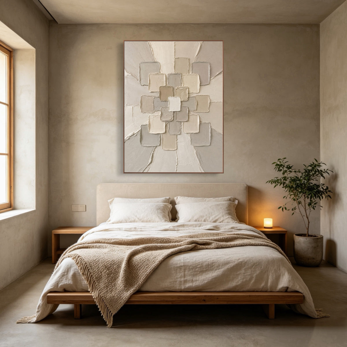 Assembled Chalk Mosaic — vertical textured & impasto art, view 2