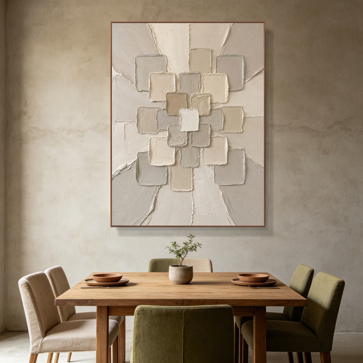 Assembled Chalk Mosaic — vertical textured & impasto art, view 3