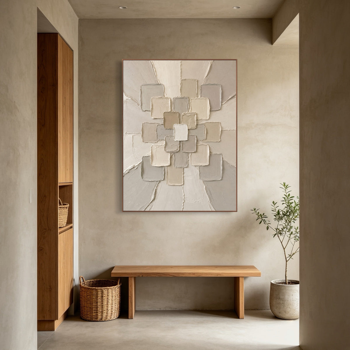Assembled Chalk Mosaic — vertical textured & impasto art, view 4