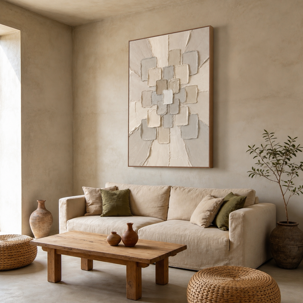 Assembled Chalk Mosaic — vertical textured & impasto art, view 6