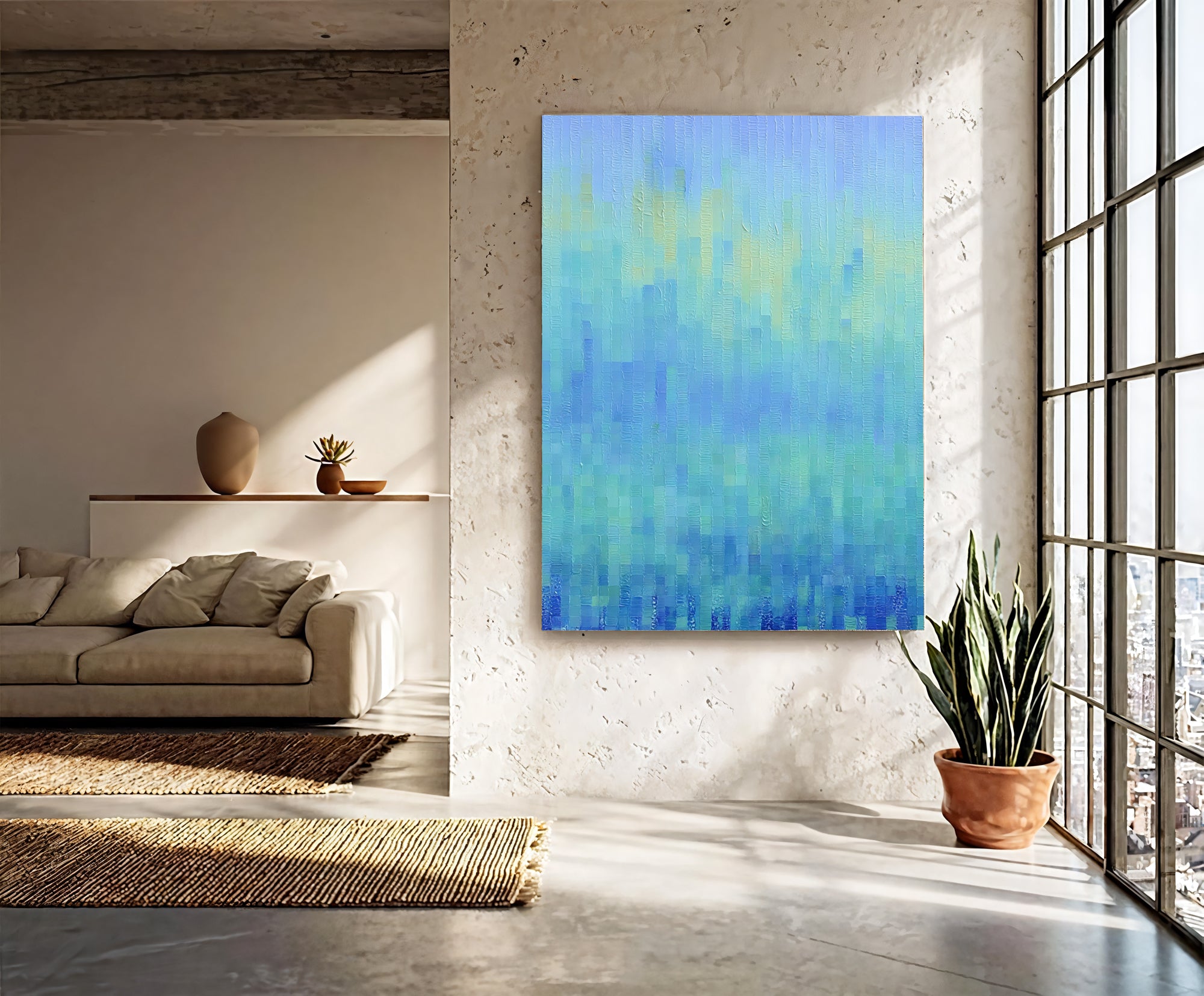 Textured Azure Mosaic | Teal Glow