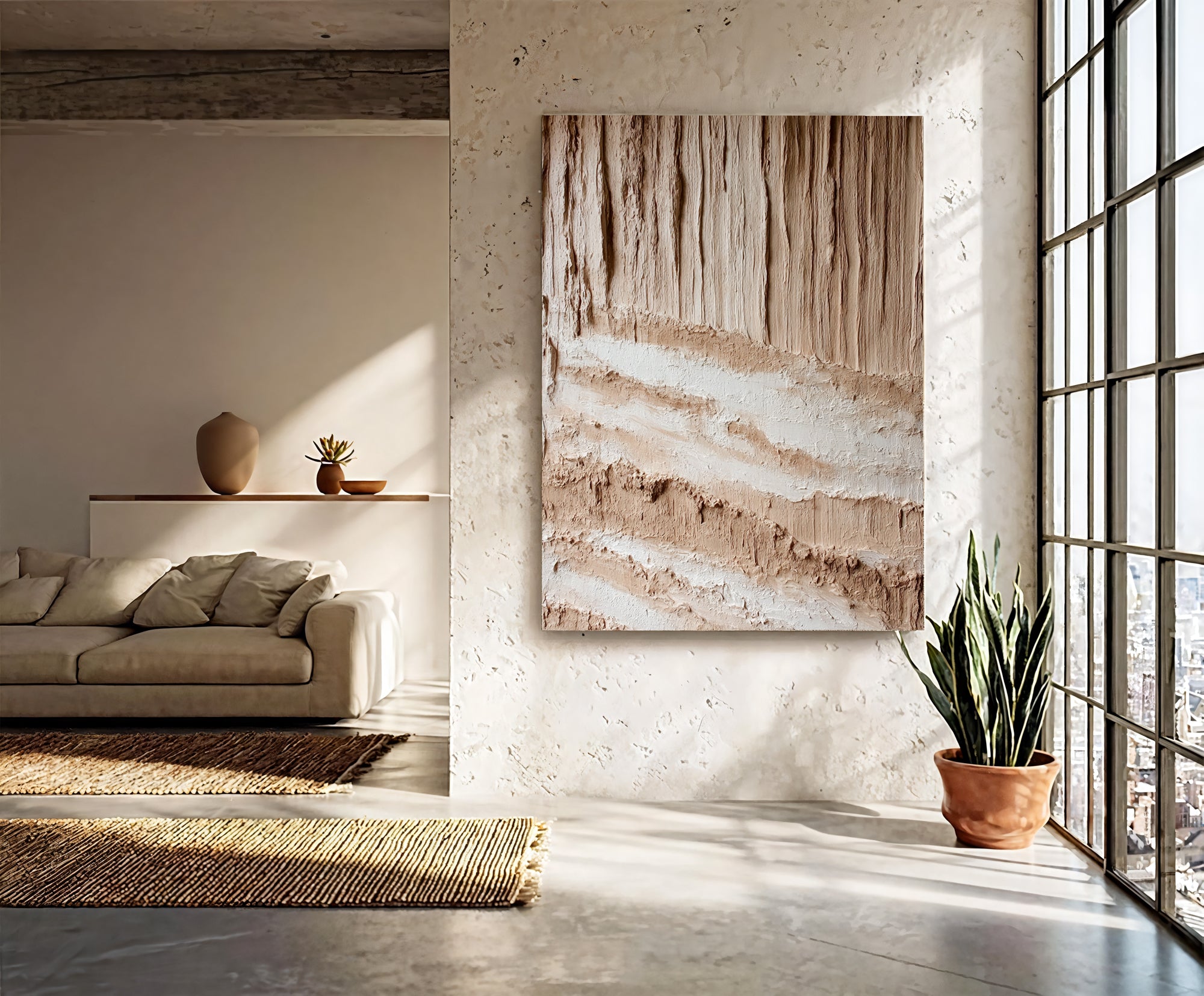 Textured Earthy Strata | Sanded Whites