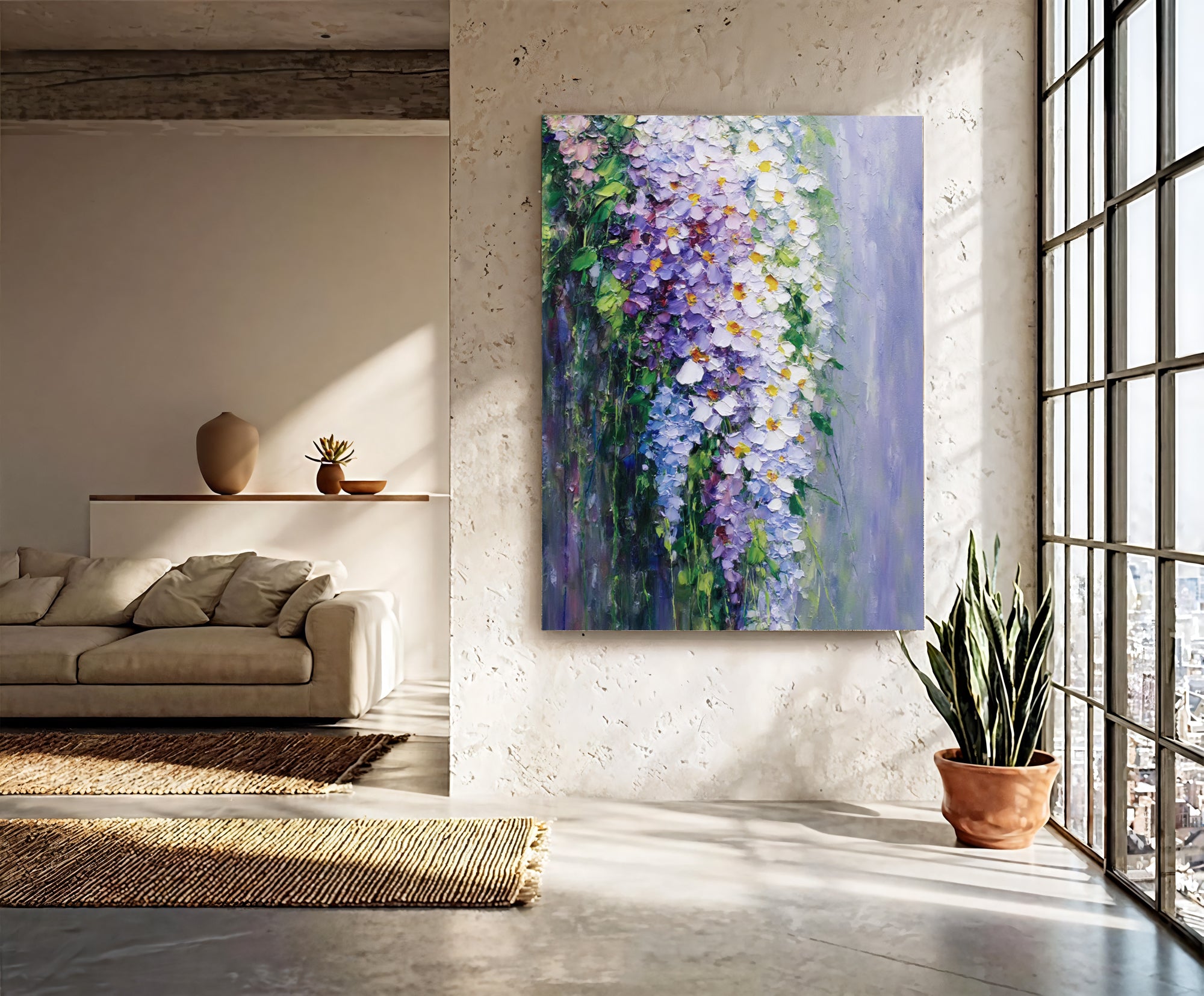 Textured Wisteria Cascade | Lavender Glow