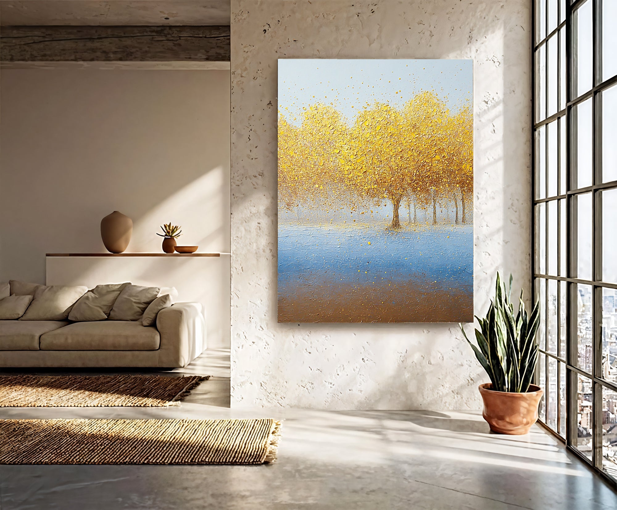 Textured Gilded Grove | Azure Haze