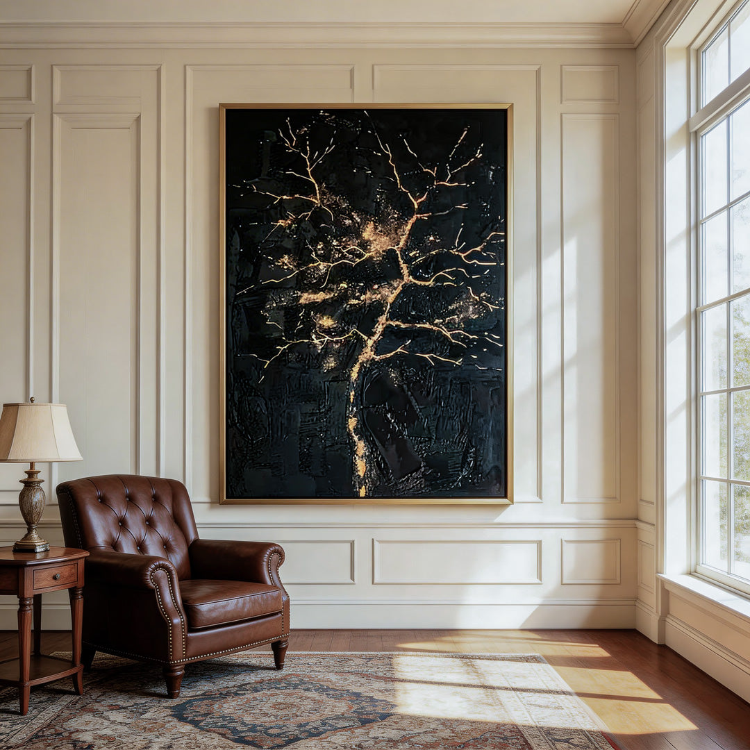 Textured Arbor Opulence | Black Gold