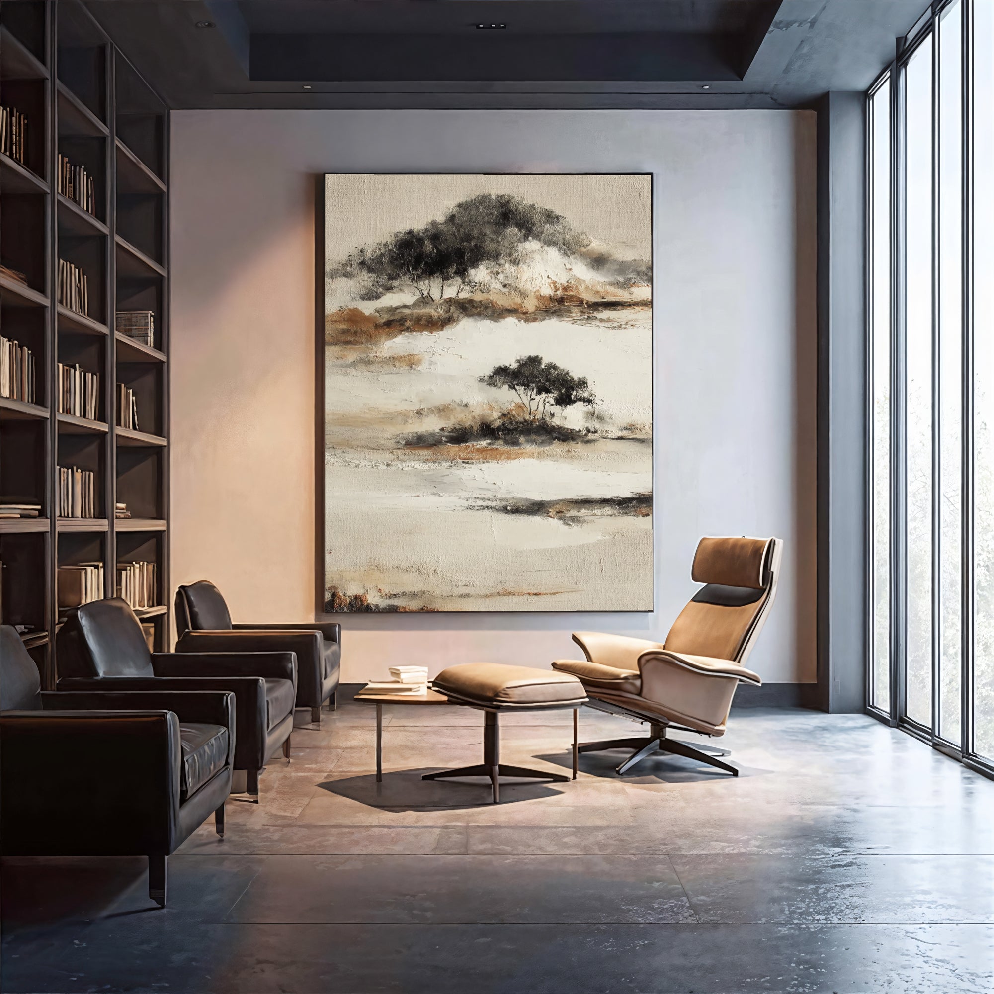 Textured Serene Landscape | Black Beige