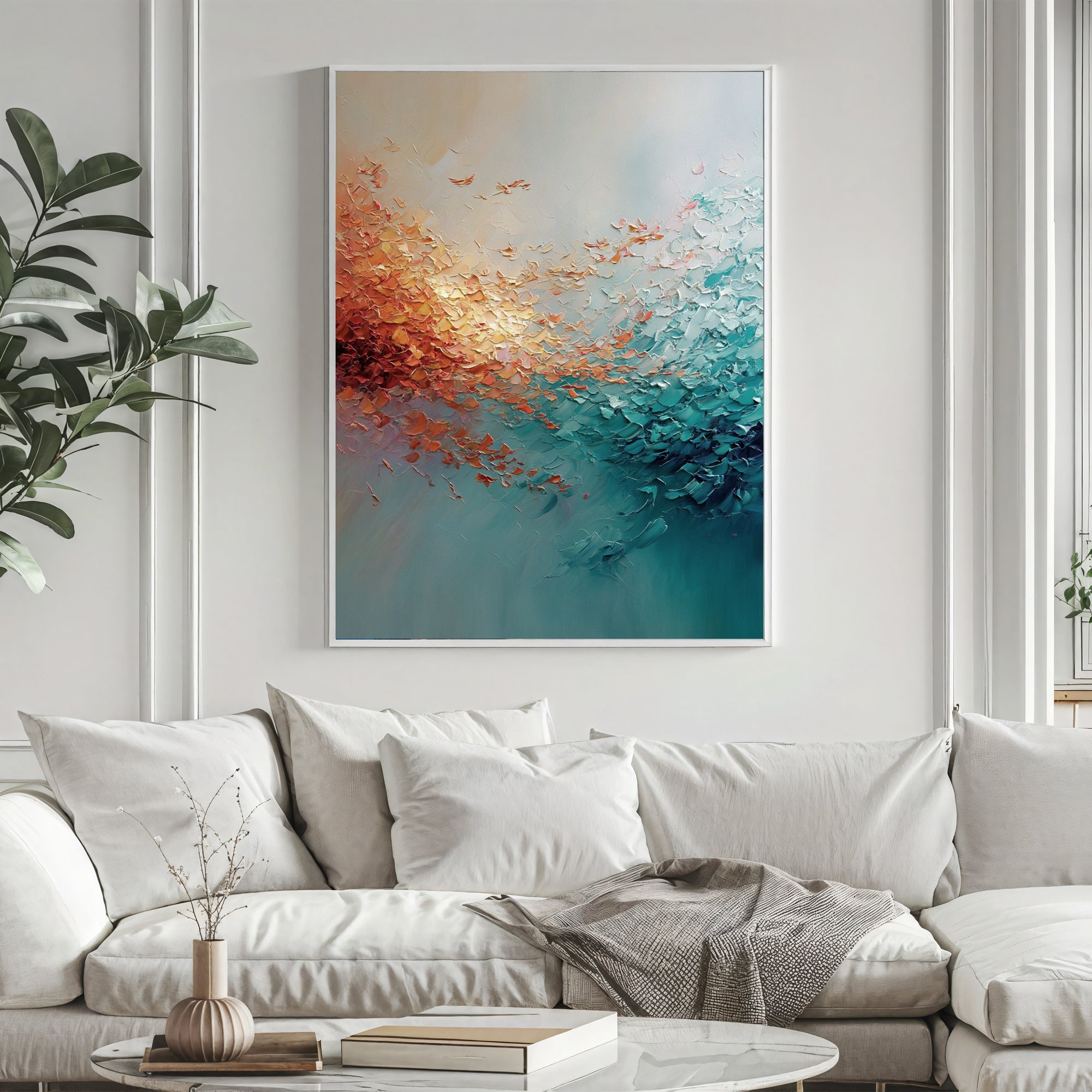 Textured Coral Cascade | Teal Swirl