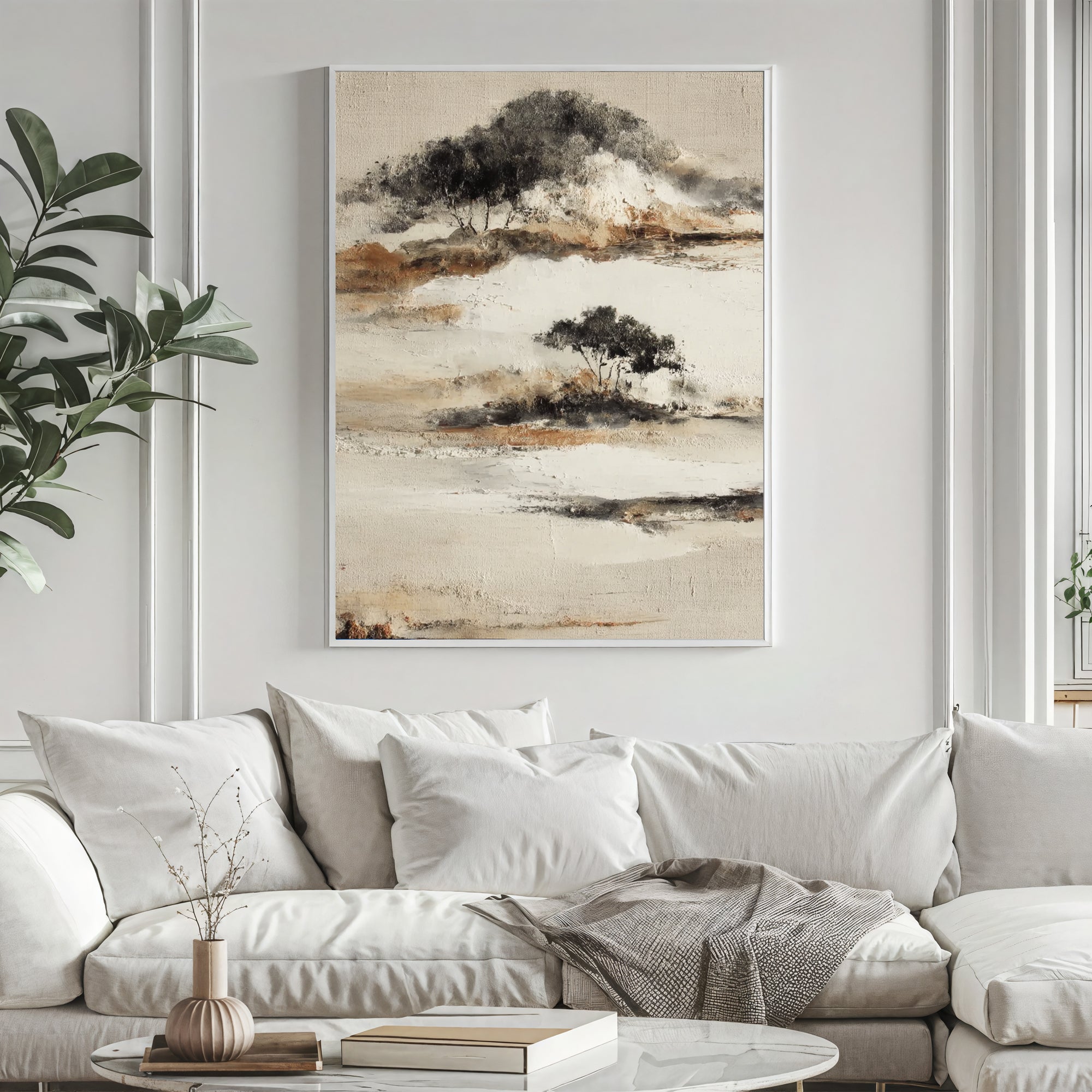 Textured Serene Landscape | Black Beige