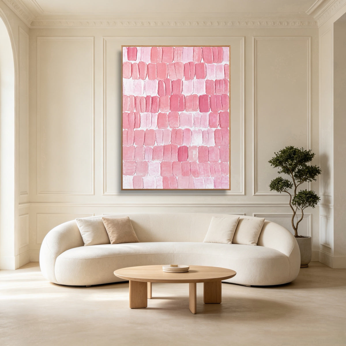 Blush In Blocks — vertical textured & impasto art, view 5