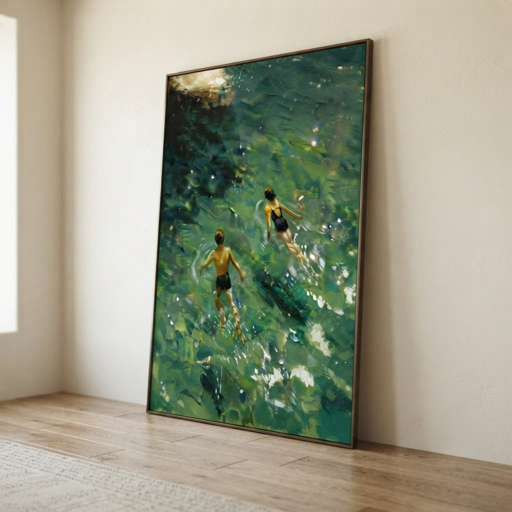 Impressionist Art | Sunlit Aqua Swimmers