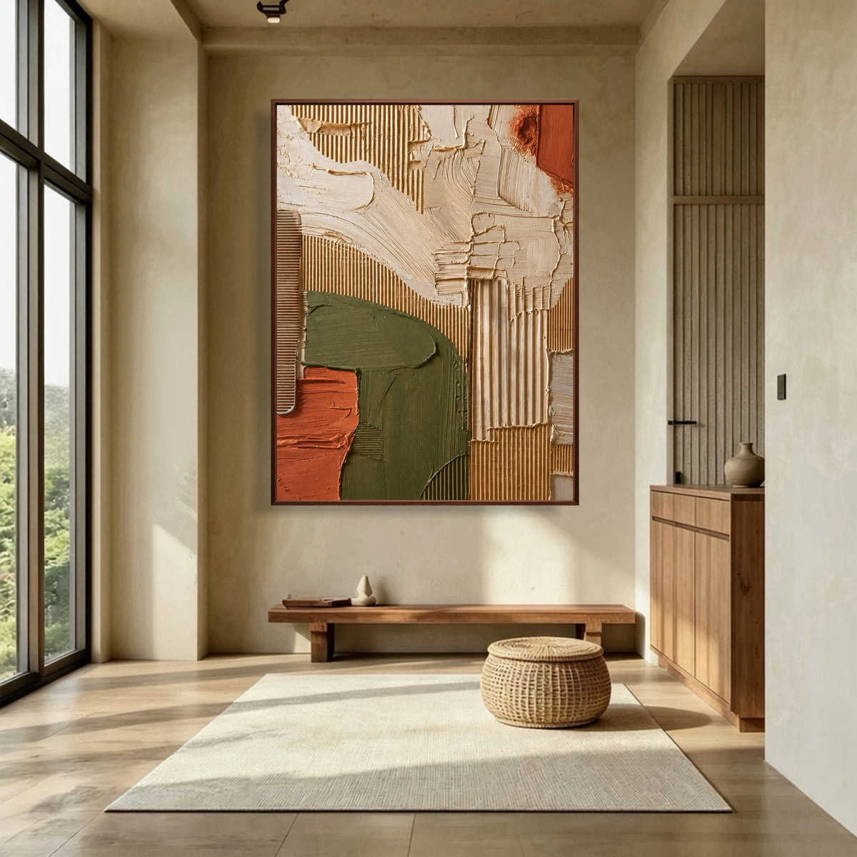 Carved Meadow Layers — vertical textured & impasto art, view 2